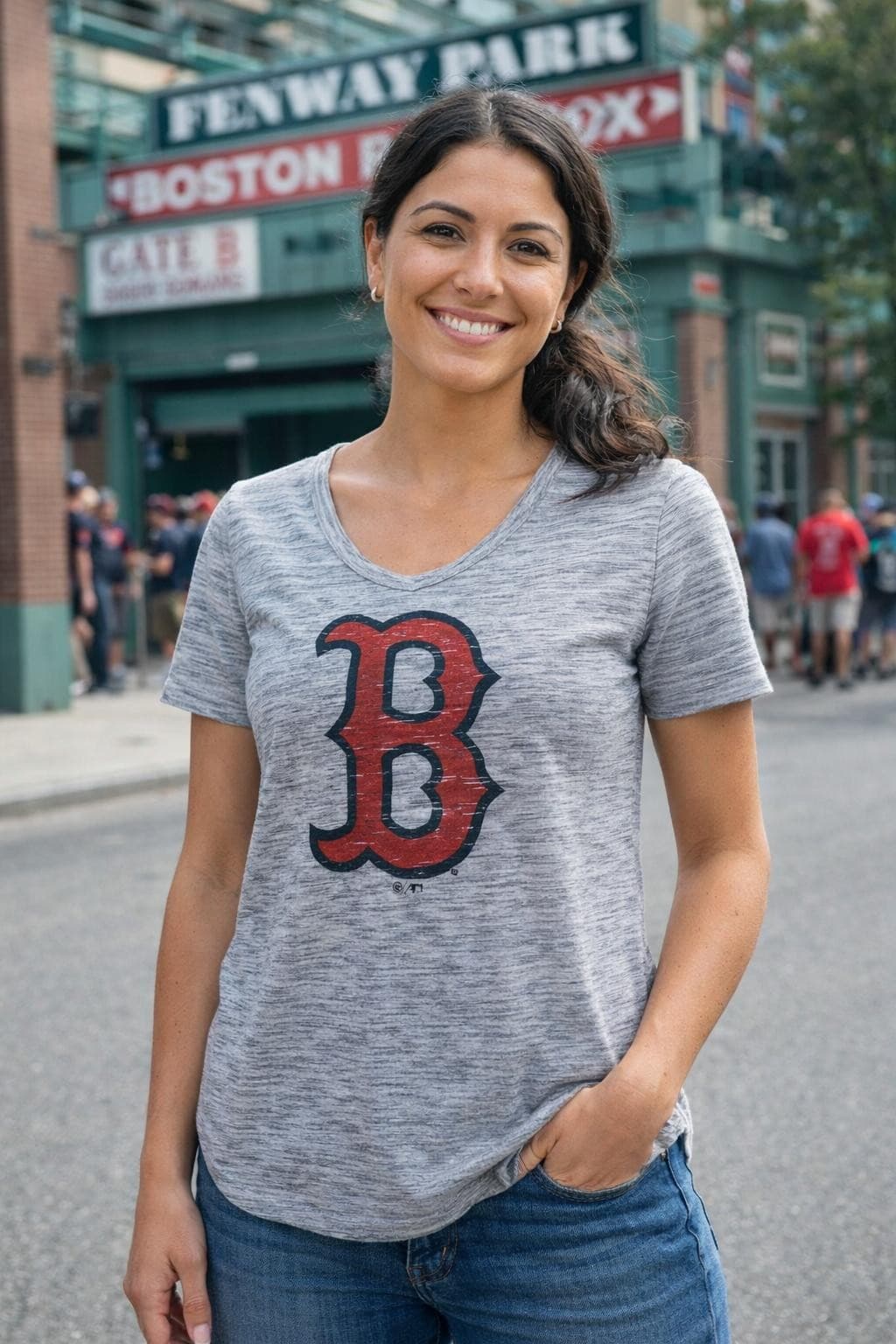 '47 Brand Women's Boston Red Sox Split Hem Haze T-shirt X-Large $44 Value - Thumbnail 2