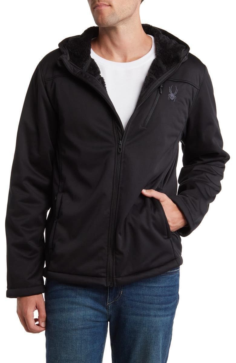Spyder Men's Force Full Zip Hooded Jacket Black Medium $180 Value - Thumbnail 2