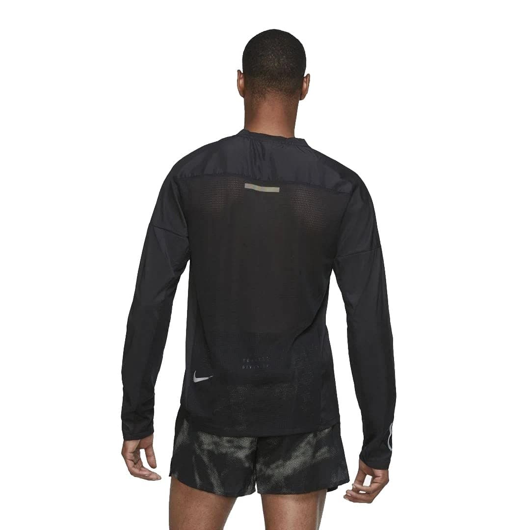 Nike Men's Tech Pack Dri-Fit Ultra Light Long Sleeve Running Top Black Large - Thumbnail 2