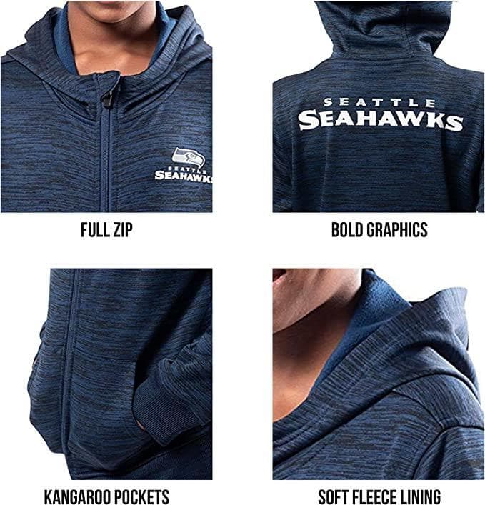 Ultra Game Boy's Los Angeles Rams Space Dye Full Zip Fleece Hoodie Blue Large - Thumbnail 4