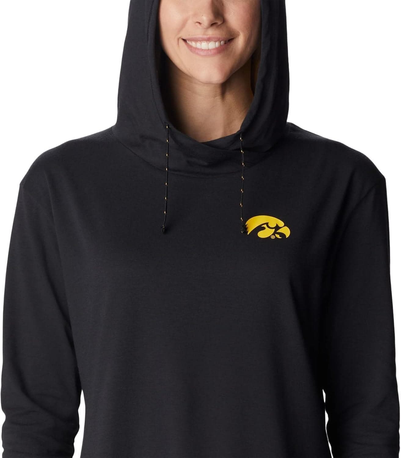 Columbia Women's Iowa Hawkeyes Sun Trek Hoodie Black XX-Large - Thumbnail 5