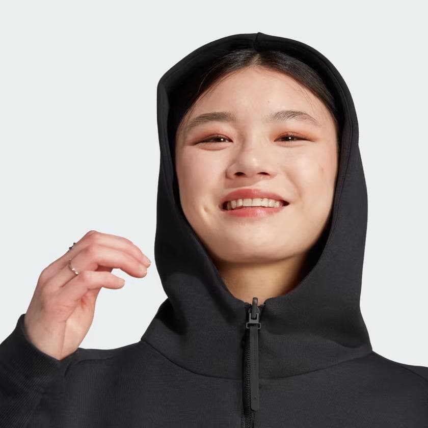 Adidas Women's Z.N.E Premium Fleece Full Zip Hoodie Black 3XLT - Thumbnail 6