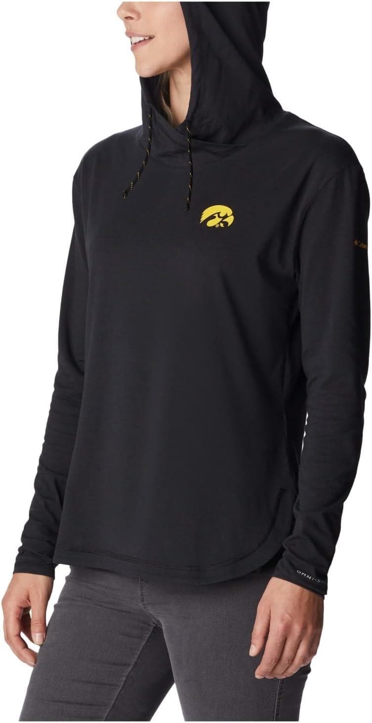 Columbia Women's Iowa Hawkeyes Sun Trek Hoodie Black XX-Large - Thumbnail 4
