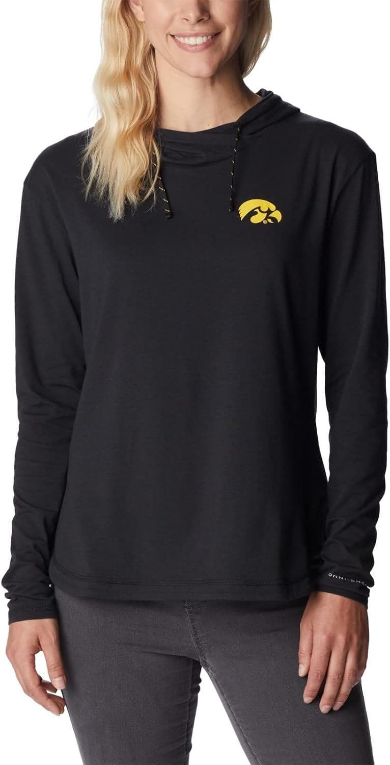 Columbia Women's Iowa Hawkeyes Sun Trek Hoodie Black XX-Large - Thumbnail 6