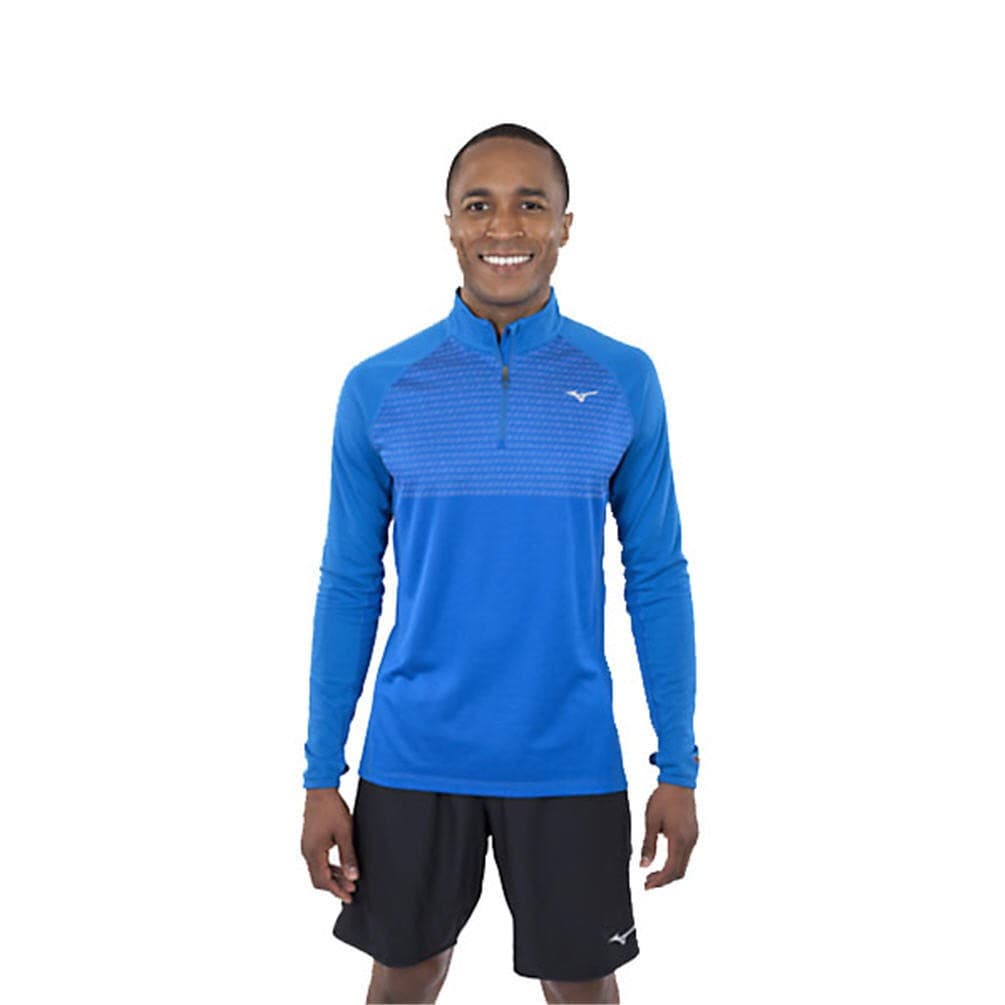 Mizuno Men’s Skydiver Double Knit Thermo Performance Running Jacket Blue 2XL - Thumbnail 3