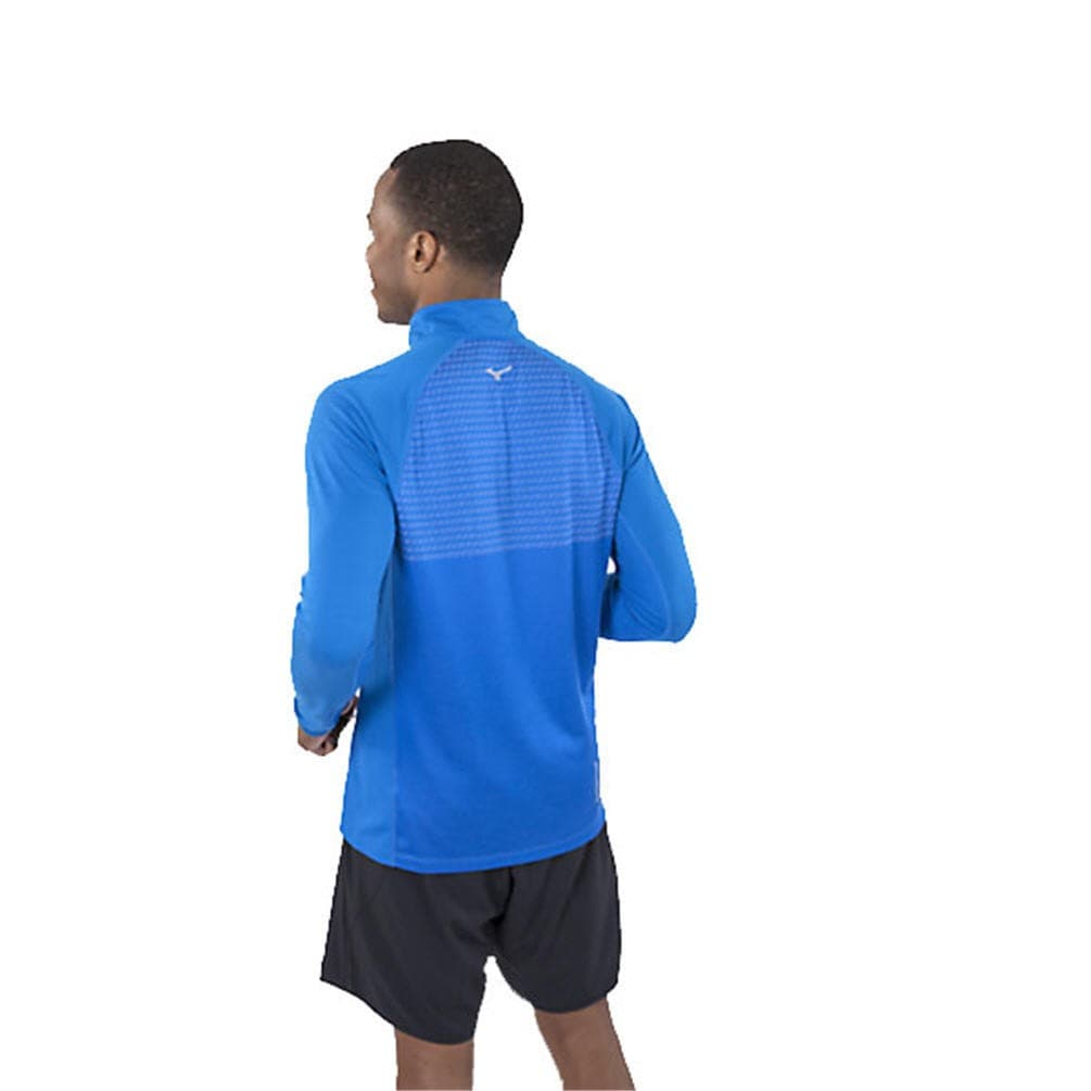 Mizuno Men’s Skydiver Double Knit Thermo Performance Running Jacket Blue 2XL - Thumbnail 4