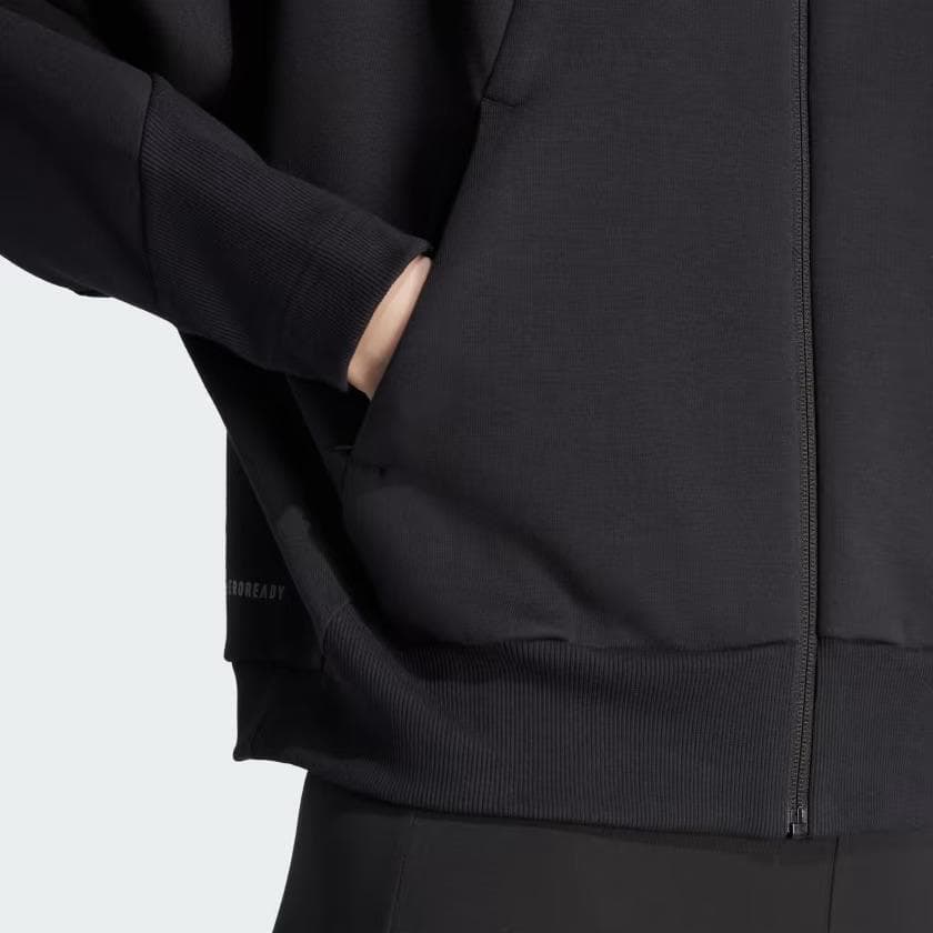 Adidas Women's Z.N.E Premium Fleece Full Zip Hoodie Black 3XLT - Thumbnail 5