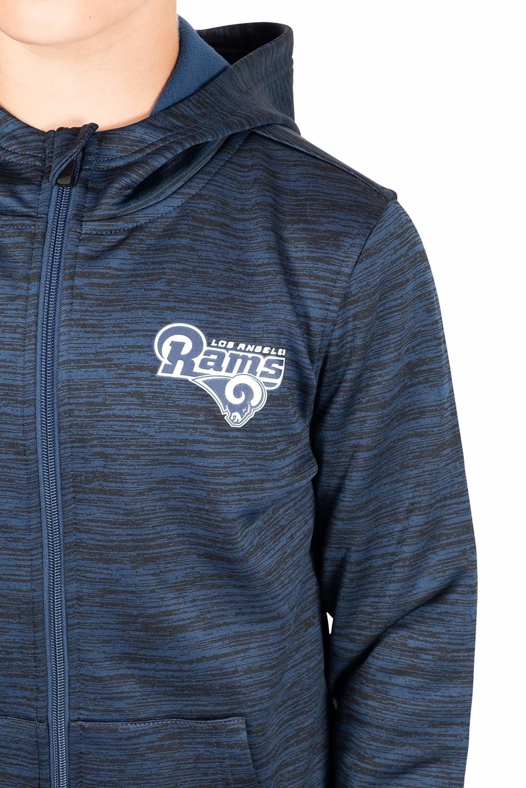 Ultra Game Boy's Los Angeles Rams Space Dye Full Zip Fleece Hoodie Blue Large - Thumbnail 3