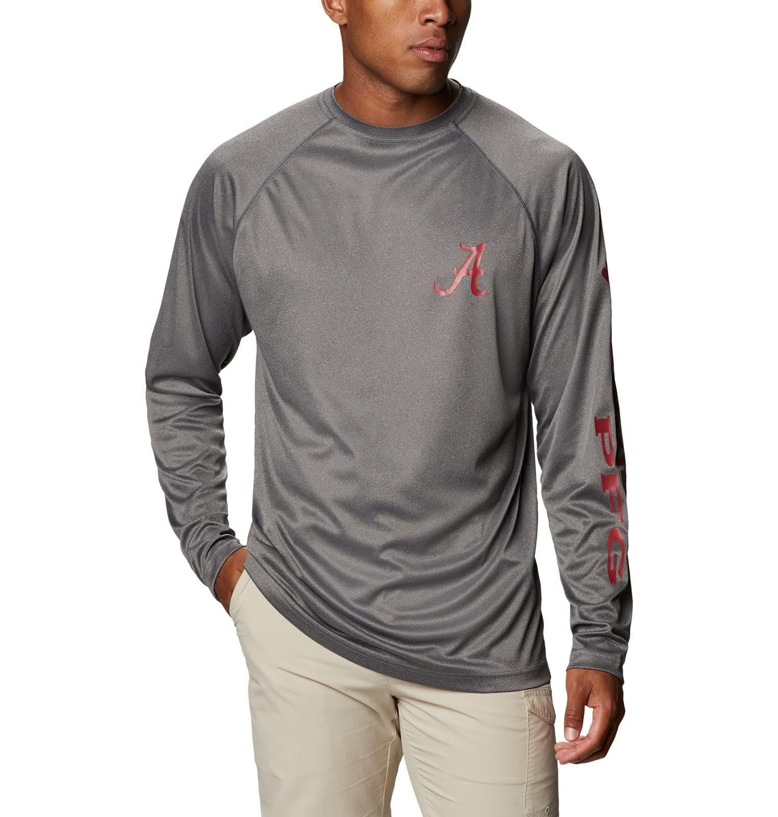 Columbia Men's Alabama Crimson Tide Terminal Tackle Long Sleeve PFG Shirt Gray - Thumbnail 2