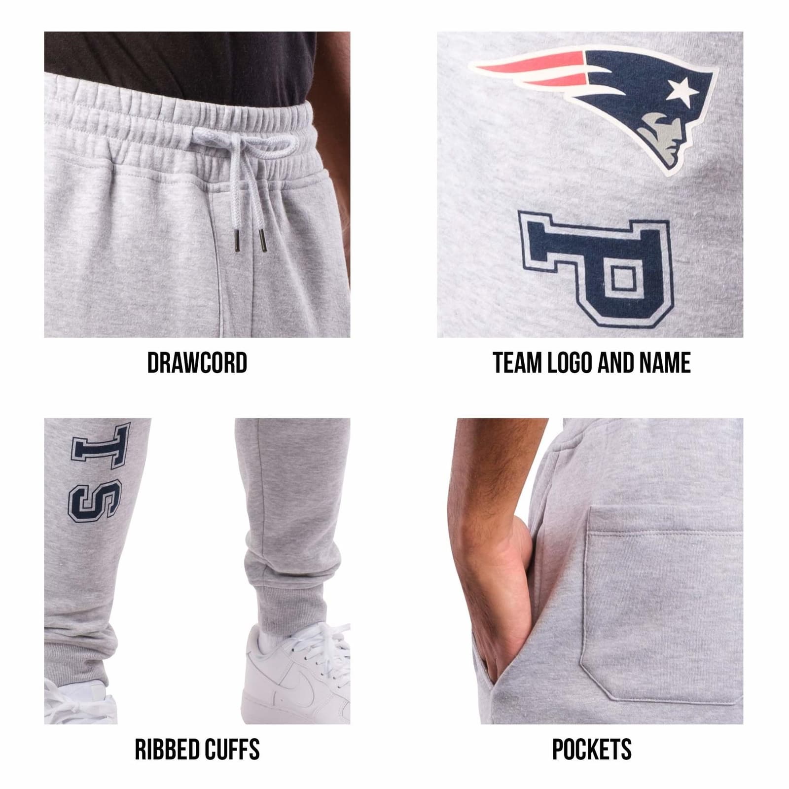 Ultra Game Men's Atlanta Falcons Comfort Active Fleece Jogger Pants Gray 2XL - Thumbnail 6