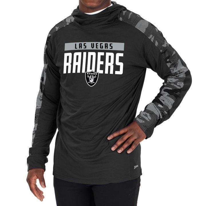 Zubaz Men's New Las Vegas Raiders Elevated Camo Lightweight Hoodie Black L XL - Thumbnail 3