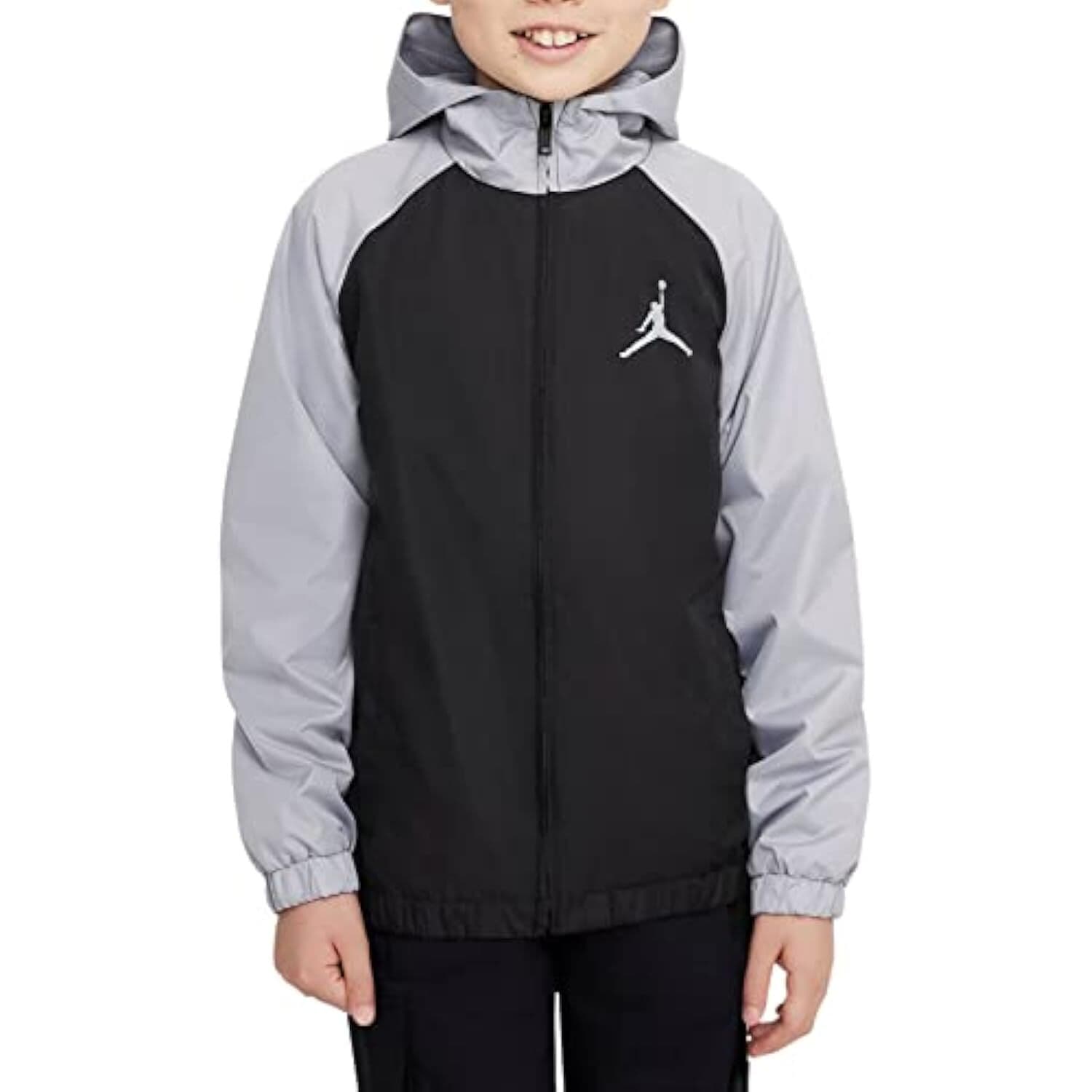 Jordan Big Kids Youth Boys Windbreaker Full zip Hooded Jacket (Large)
