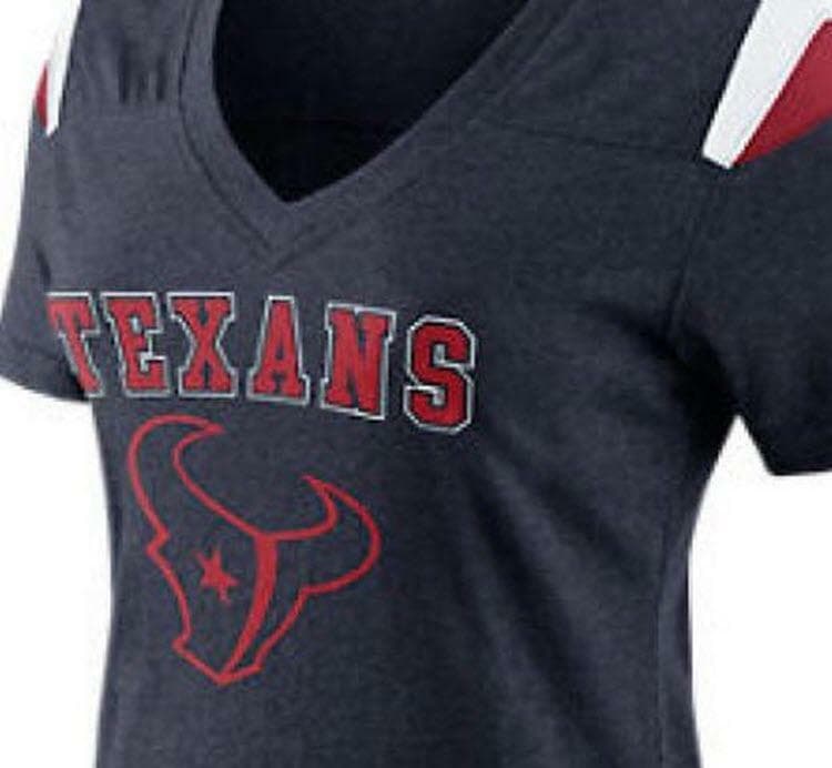 Nike Women's Houston Texans Fan Top V-Neck T-Shirt Heathered Navy Blue Medium - Thumbnail 2
