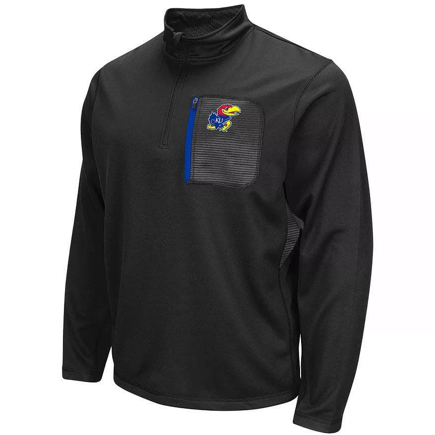 Colosseum Men's Kansas Jayhawks Surge Pullover Mock Jacket Black Large $75 Value