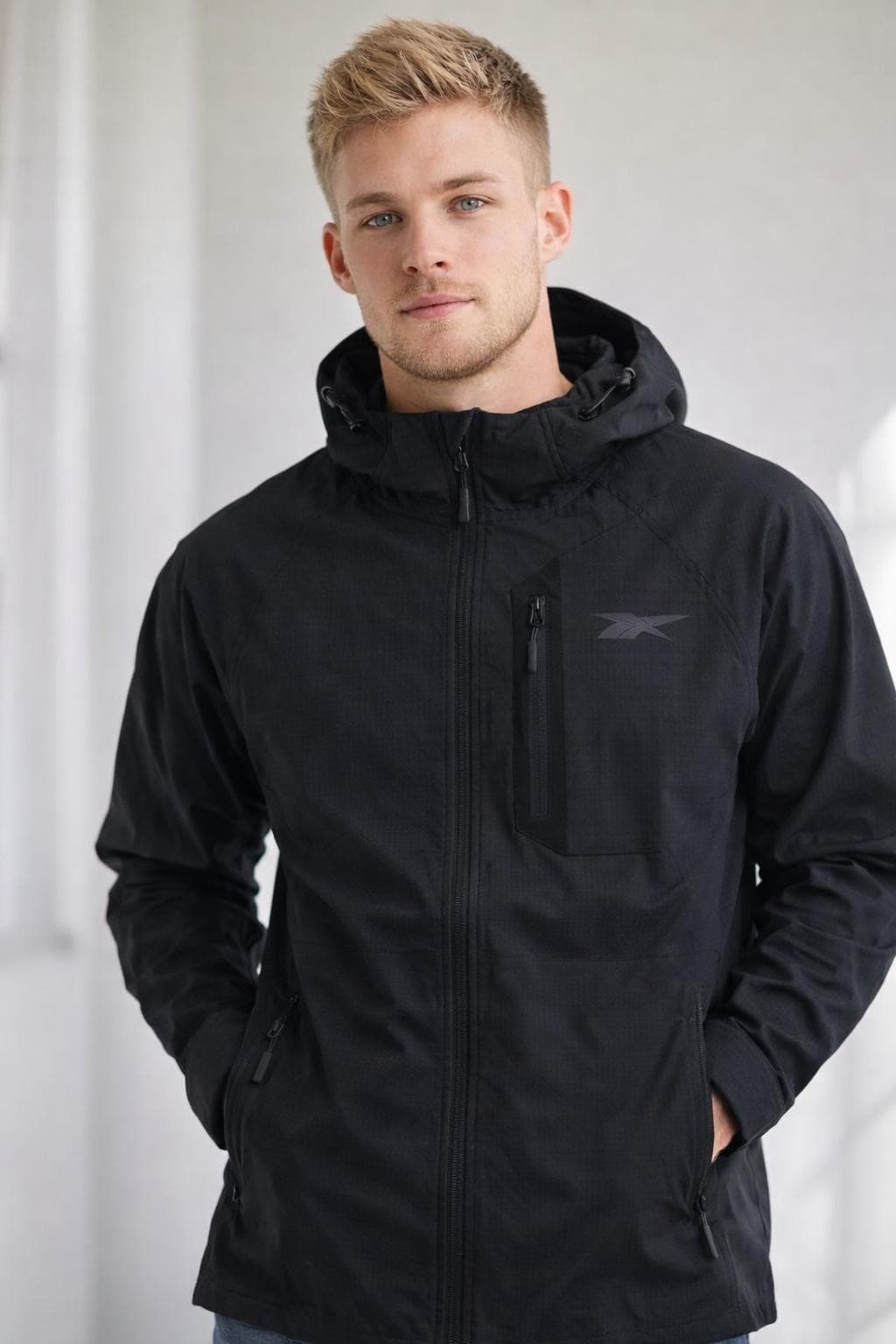 Reebok Men's Gridded Texture Hooded Performance Running Jacket Large $135 Value - Thumbnail 3