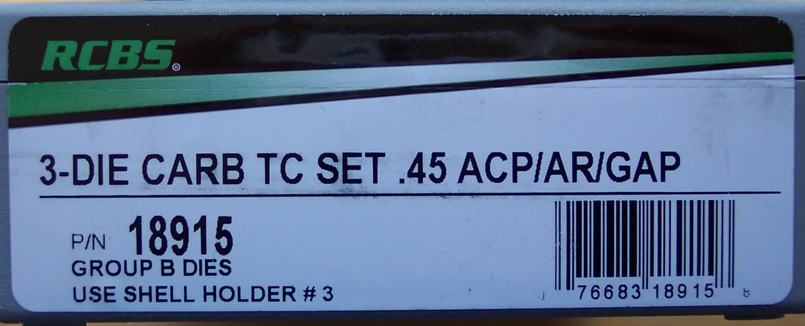 RCBS .45 ACP/AR/GAP TC Carbide 3 Die Reloading Set No. 18915 - Thumbnail 3