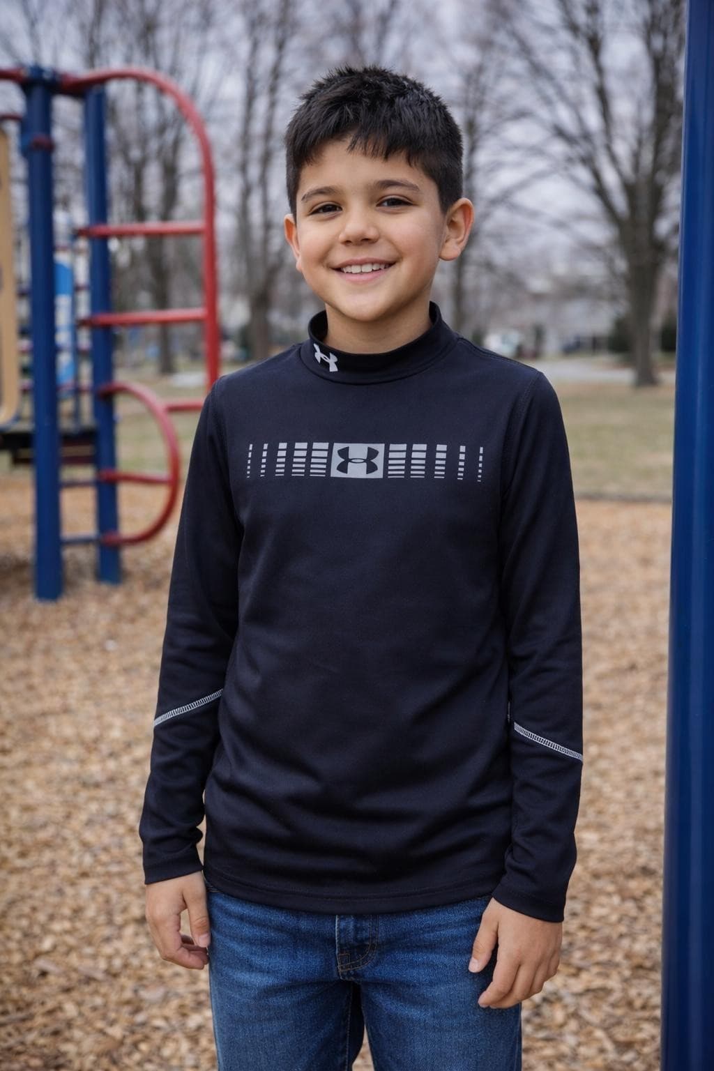 Under Armour Boy's Big Kids Coldgear Fitted Long Sleeve Top Black Large - Thumbnail 9