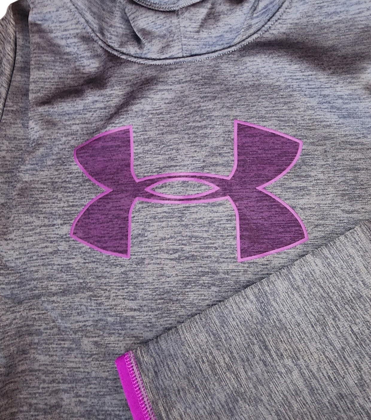 Under Armour Girl's Athletic Storm Fleece Big Logo Hoodie Gray XL $55 Value - Thumbnail 4