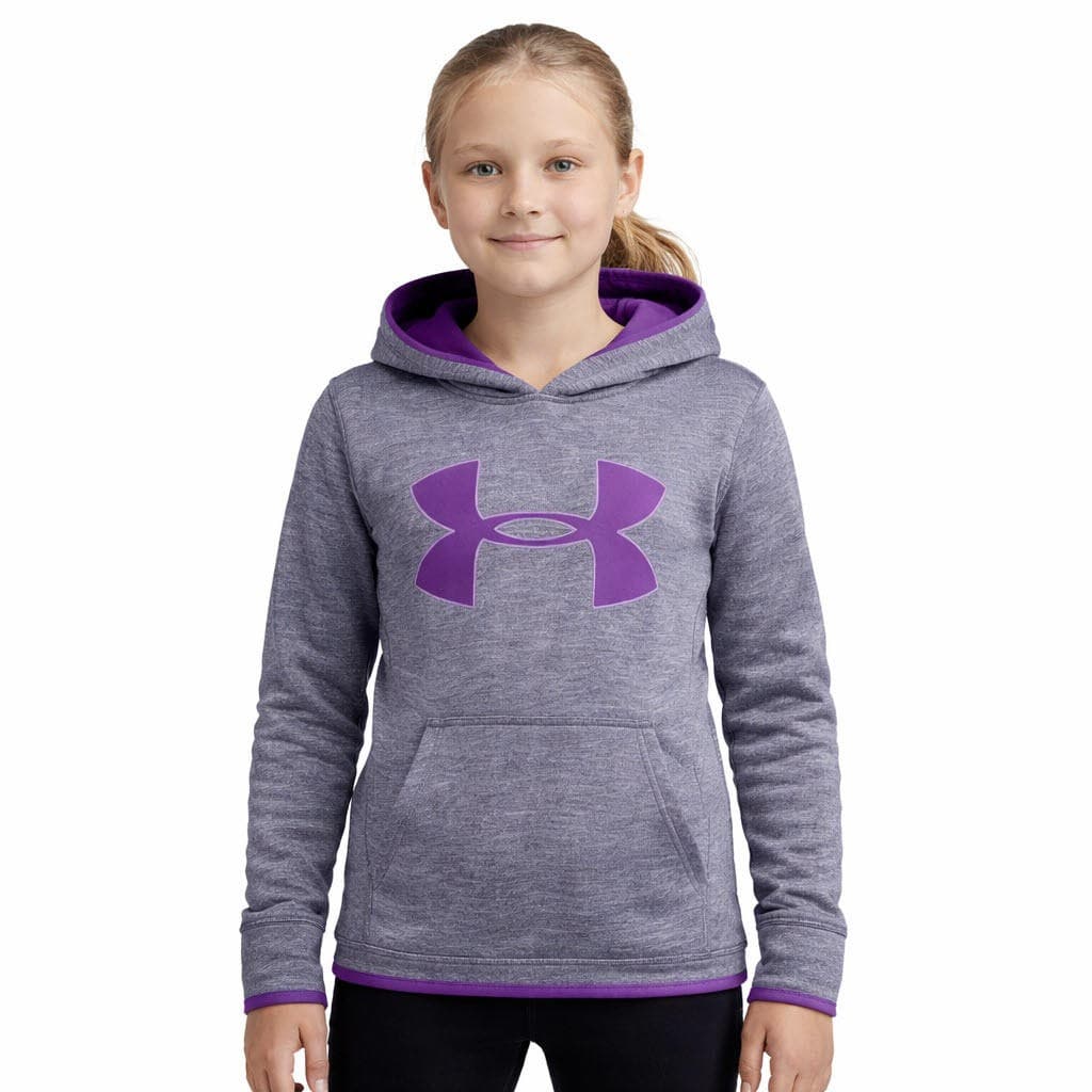 Under Armour Girl's Athletic Storm Fleece Big Logo Hoodie Gray XL $55 Value