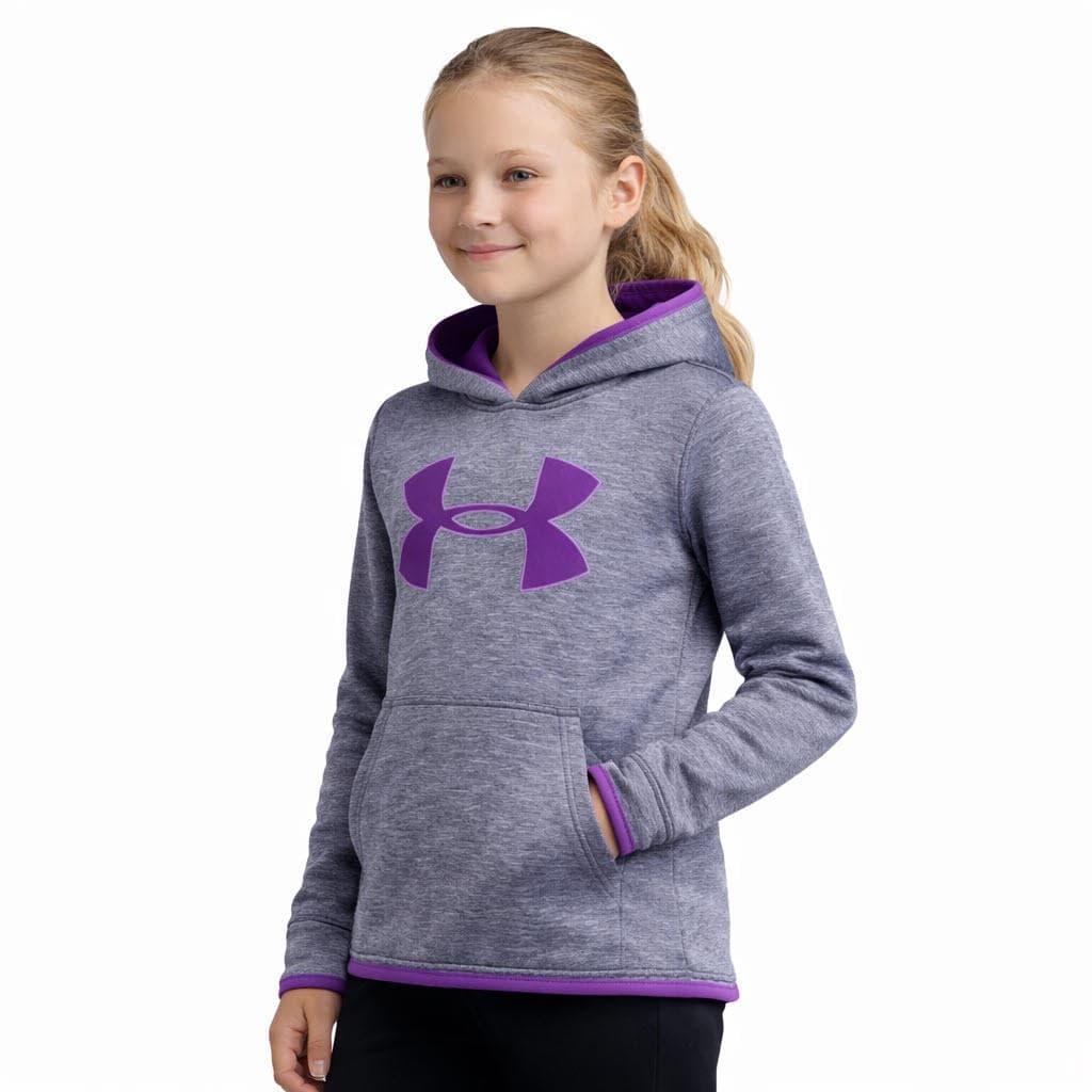 Under Armour Girl's Athletic Storm Fleece Big Logo Hoodie Gray XL $55 Value - Thumbnail 3
