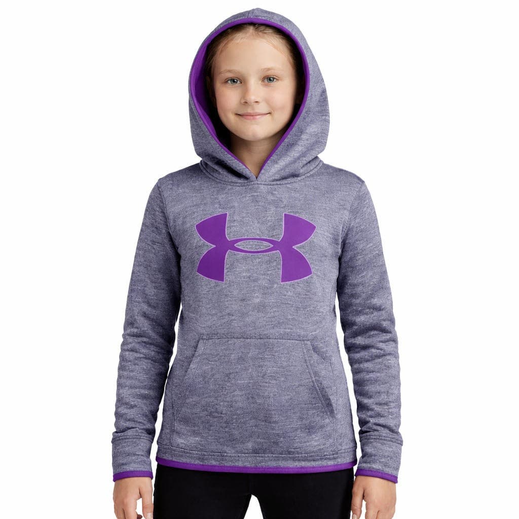 Under Armour Girl's Athletic Storm Fleece Big Logo Hoodie Gray XL $55 Value - Thumbnail 2