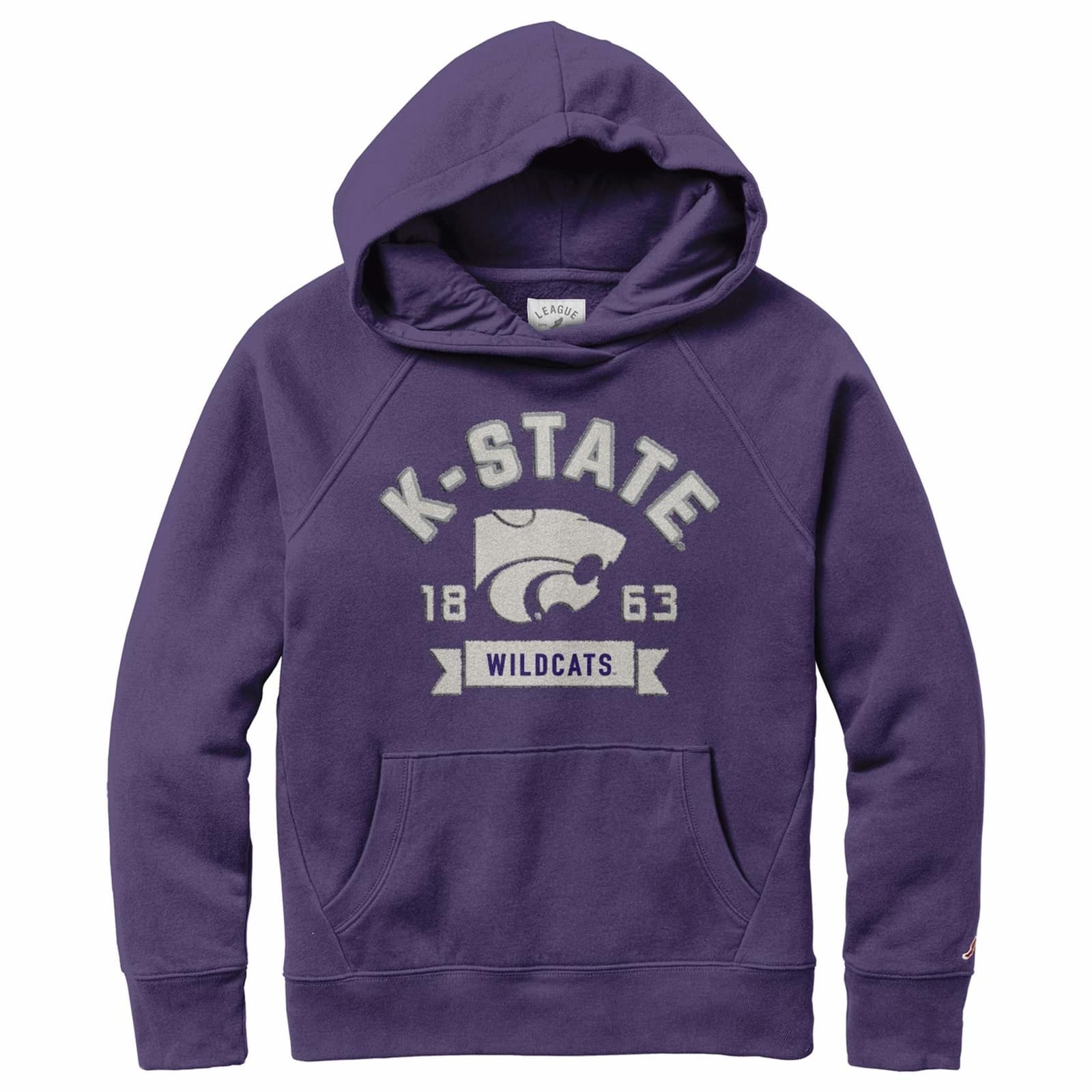 League Brand Women's Kansas State Wildcats Academy Pullover Hoodie Purple Large - Thumbnail 2
