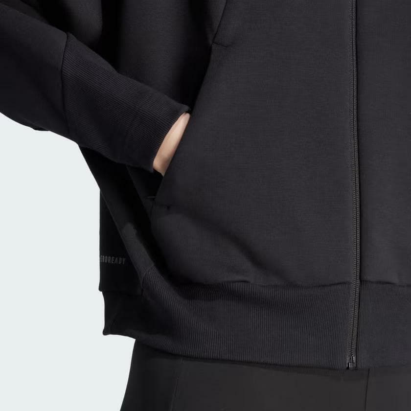 Adidas Women's Z.N.E Premium Fleece Full Zip Hoodie Black 4XLT - Thumbnail 3