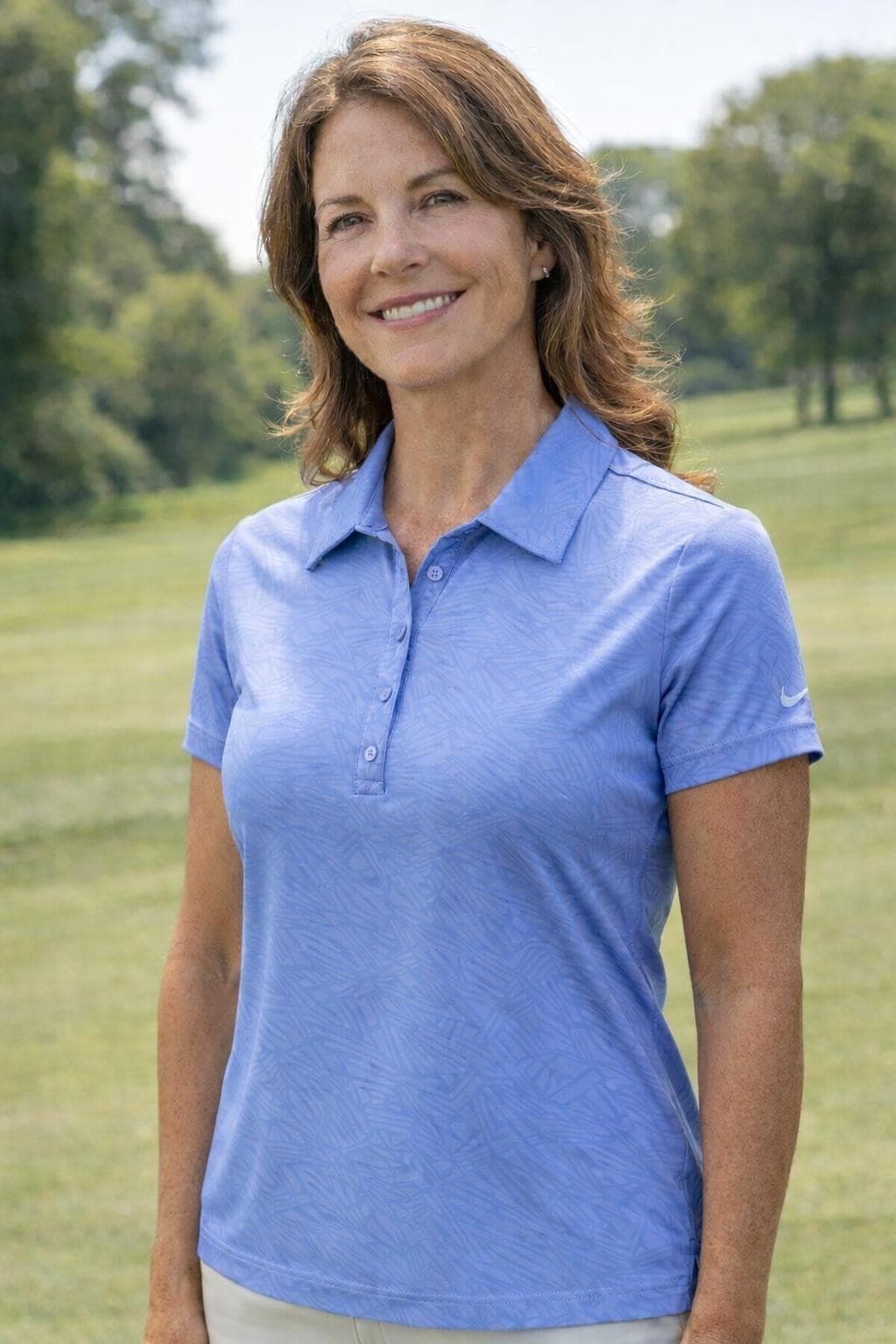 Nike Women's Dri-Fit Precision Embossed Golf Polo Small Chalk Blue - Thumbnail 7