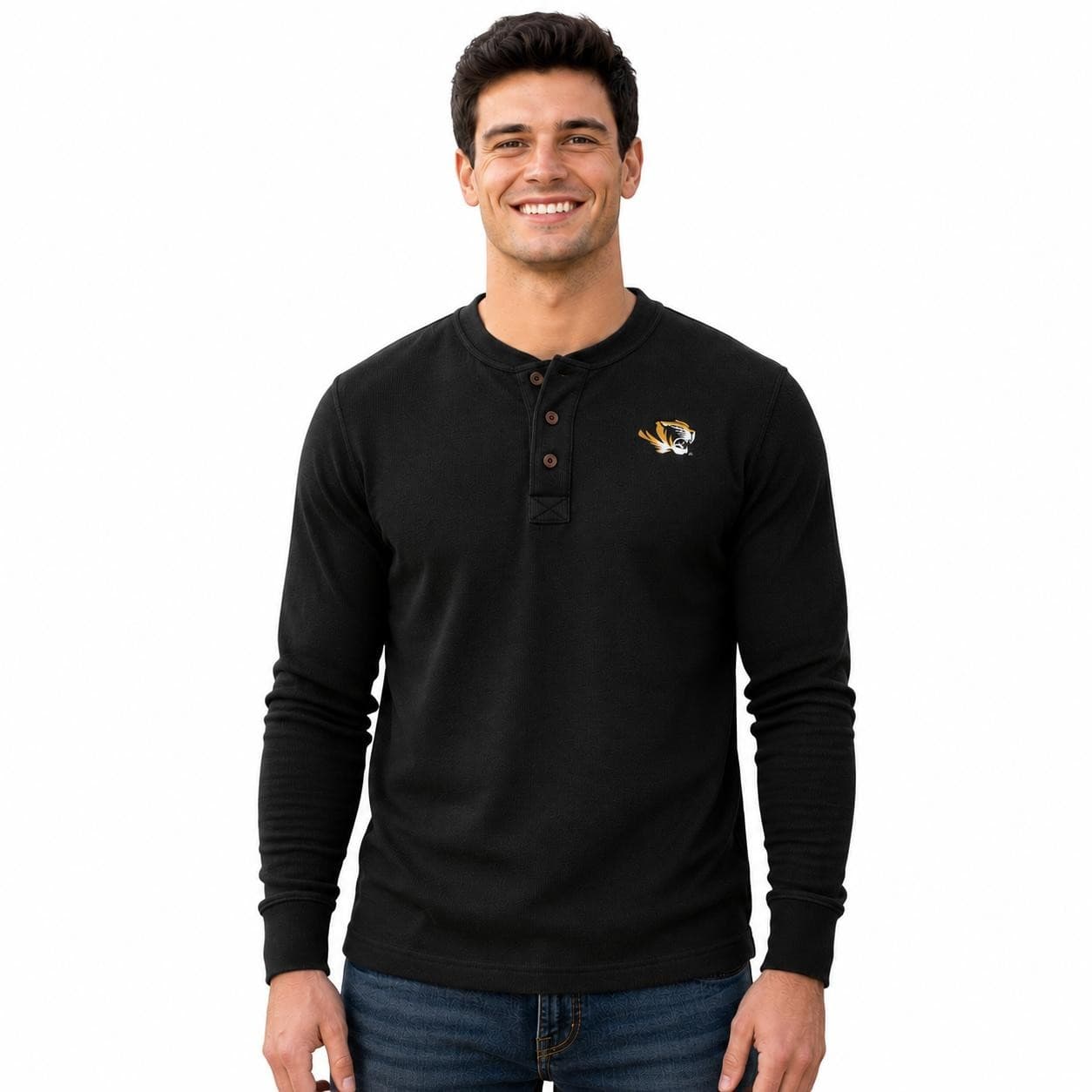 Colony Men's Missouri Tigers Waffle Thermal Henley Shirt Black Large $54 Value - Thumbnail 10