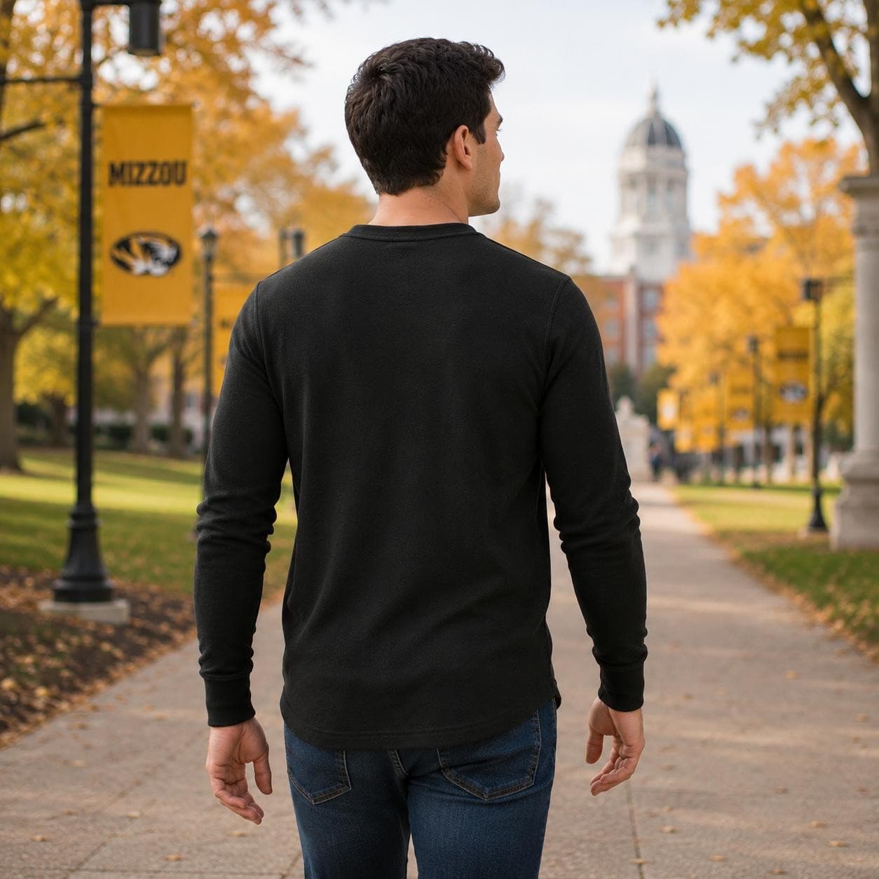 Colony Men's Missouri Tigers Waffle Thermal Henley Shirt Black Large $54 Value - Thumbnail 4