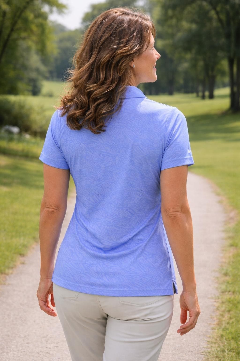 Nike Women's Dri-Fit Precision Embossed Golf Polo Small Chalk Blue - Thumbnail 3