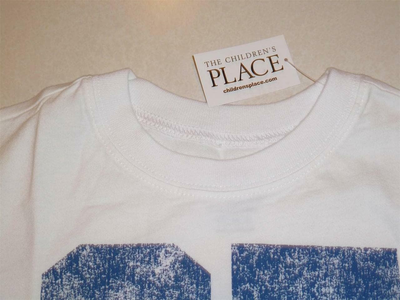 The Children's Place Boy's Football Jersey Cotton Short Sleeve Tee White M 7/8 - Thumbnail 3