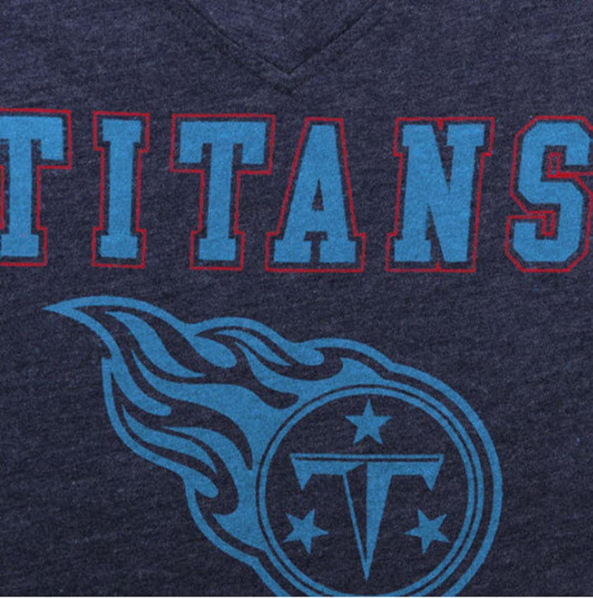 Nike Women's Tennessee Titans Fan Top V-Neck T-Shirt Heathered Navy Blue Large - Thumbnail 4