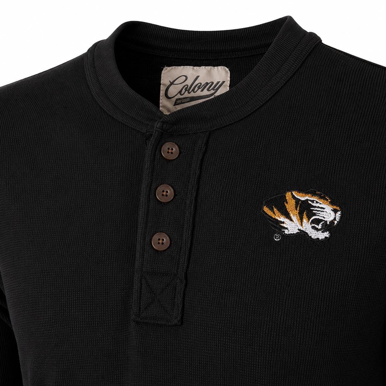 Colony Men's Missouri Tigers Waffle Thermal Henley Shirt Black Large $54 Value - Thumbnail 7