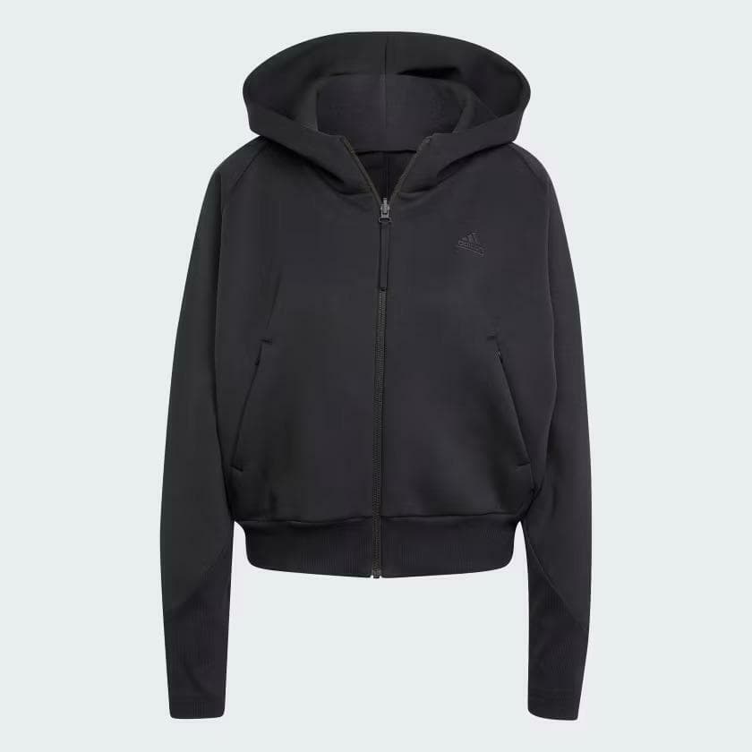 Adidas Women's Z.N.E Premium Fleece Full Zip Hoodie Black 4XLT - Thumbnail 5