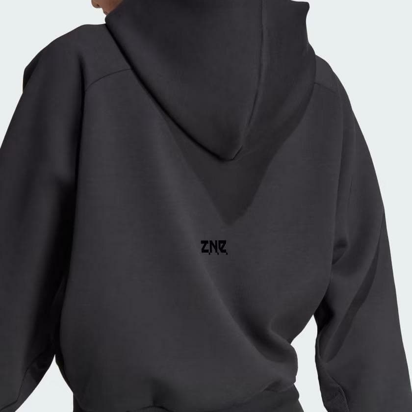 Adidas Women's Z.N.E Premium Fleece Full Zip Hoodie Black 4XLT - Thumbnail 6