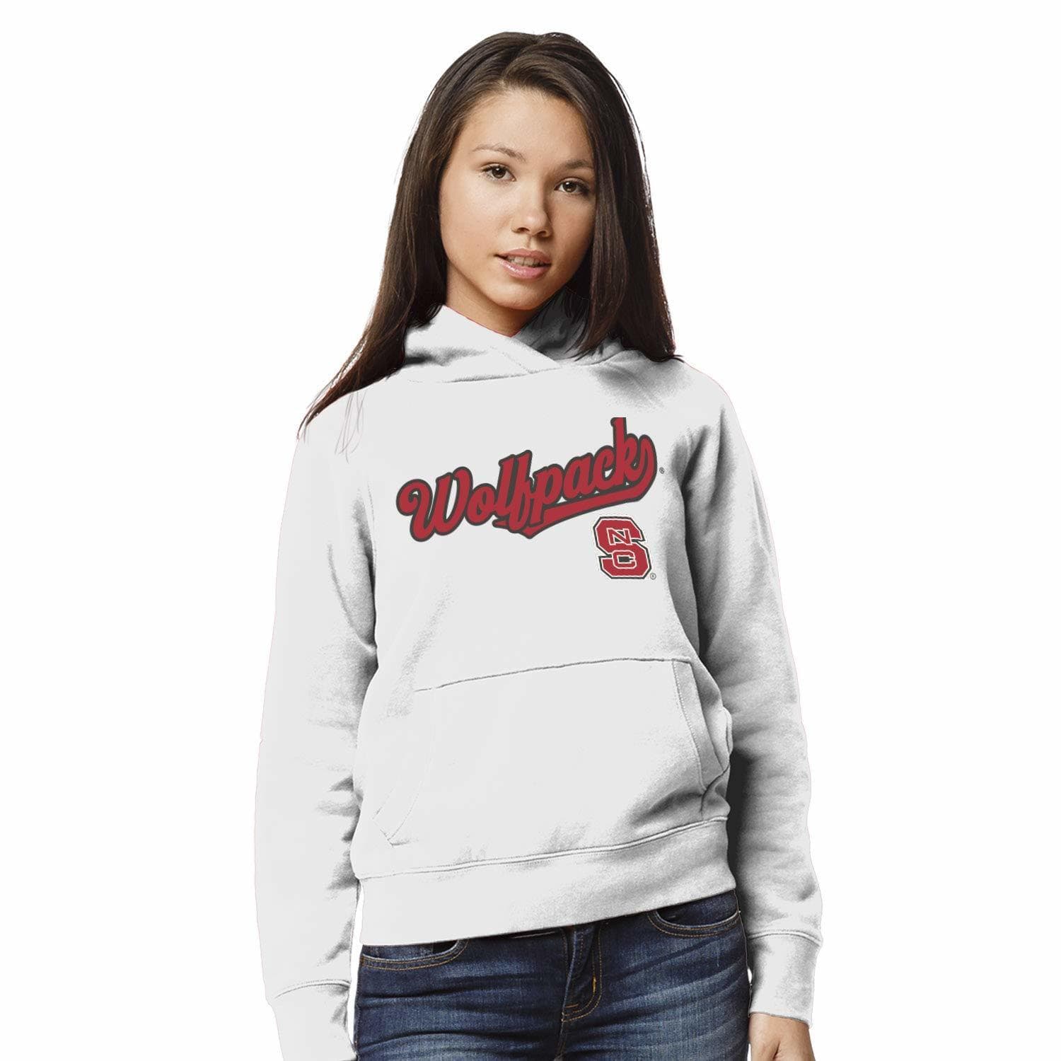 League Brand Women's North Carolina State Wolfpack Academy Hoodie Medium White - Thumbnail 4
