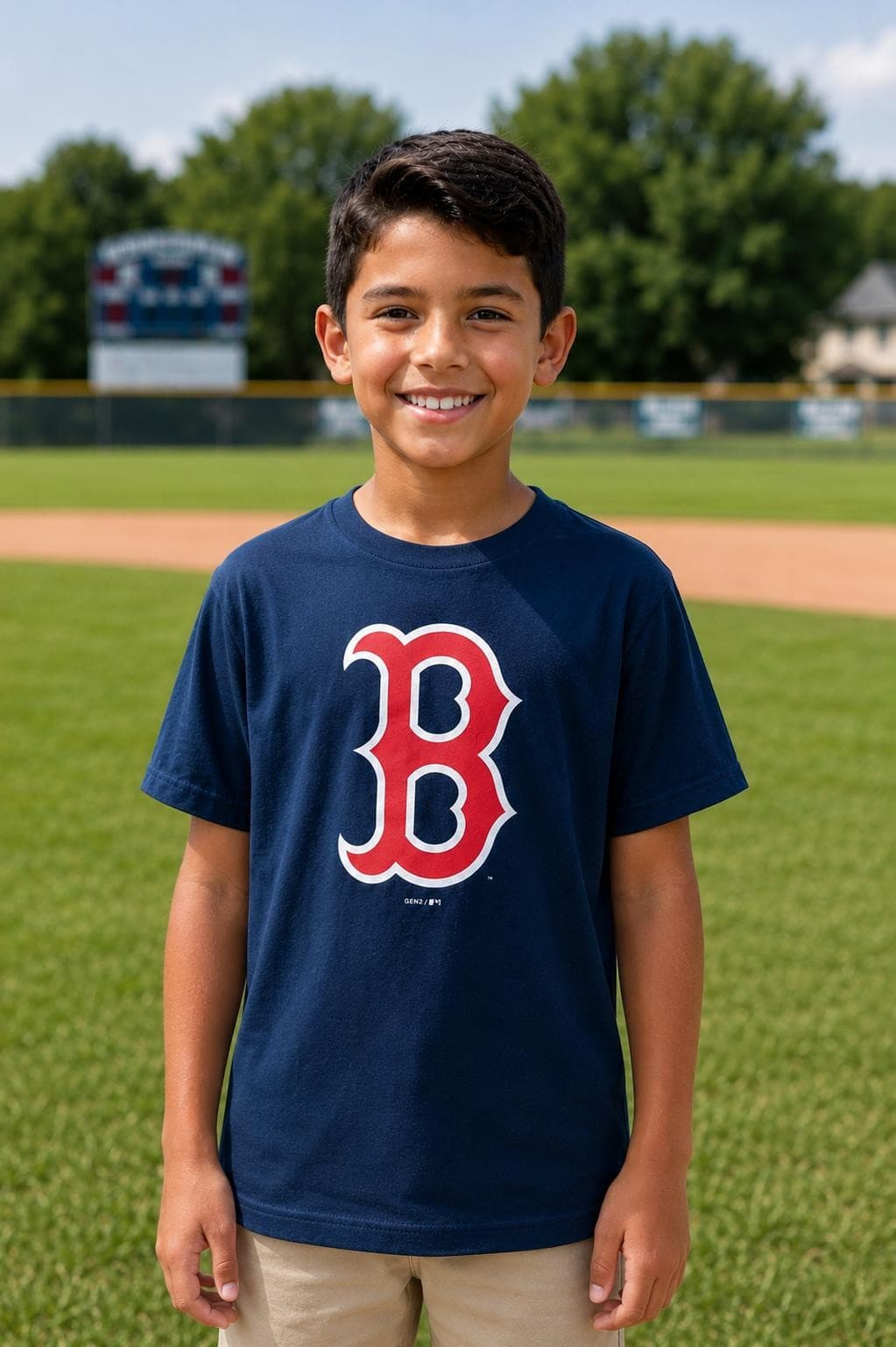 Outerstuff Boston Red Sox Youth Boys Primary Logo Cotton T-Shirt XL Blue - Thumbnail 2