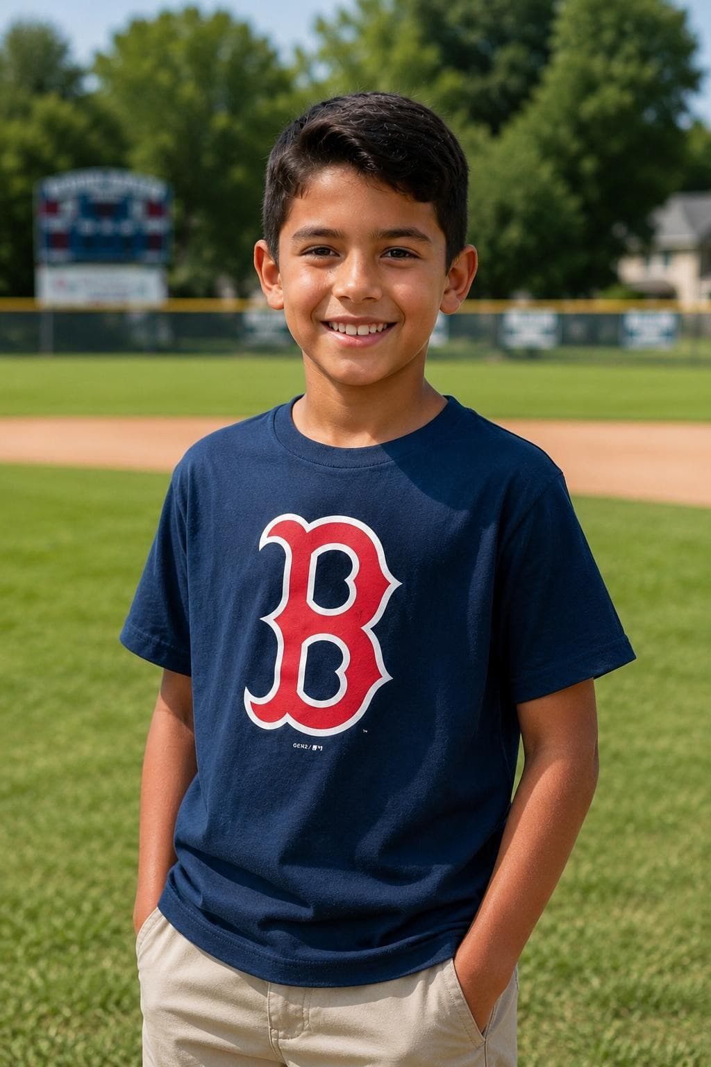 Outerstuff Boston Red Sox Youth Boys Primary Logo Cotton T-Shirt XL Blue - Thumbnail 3