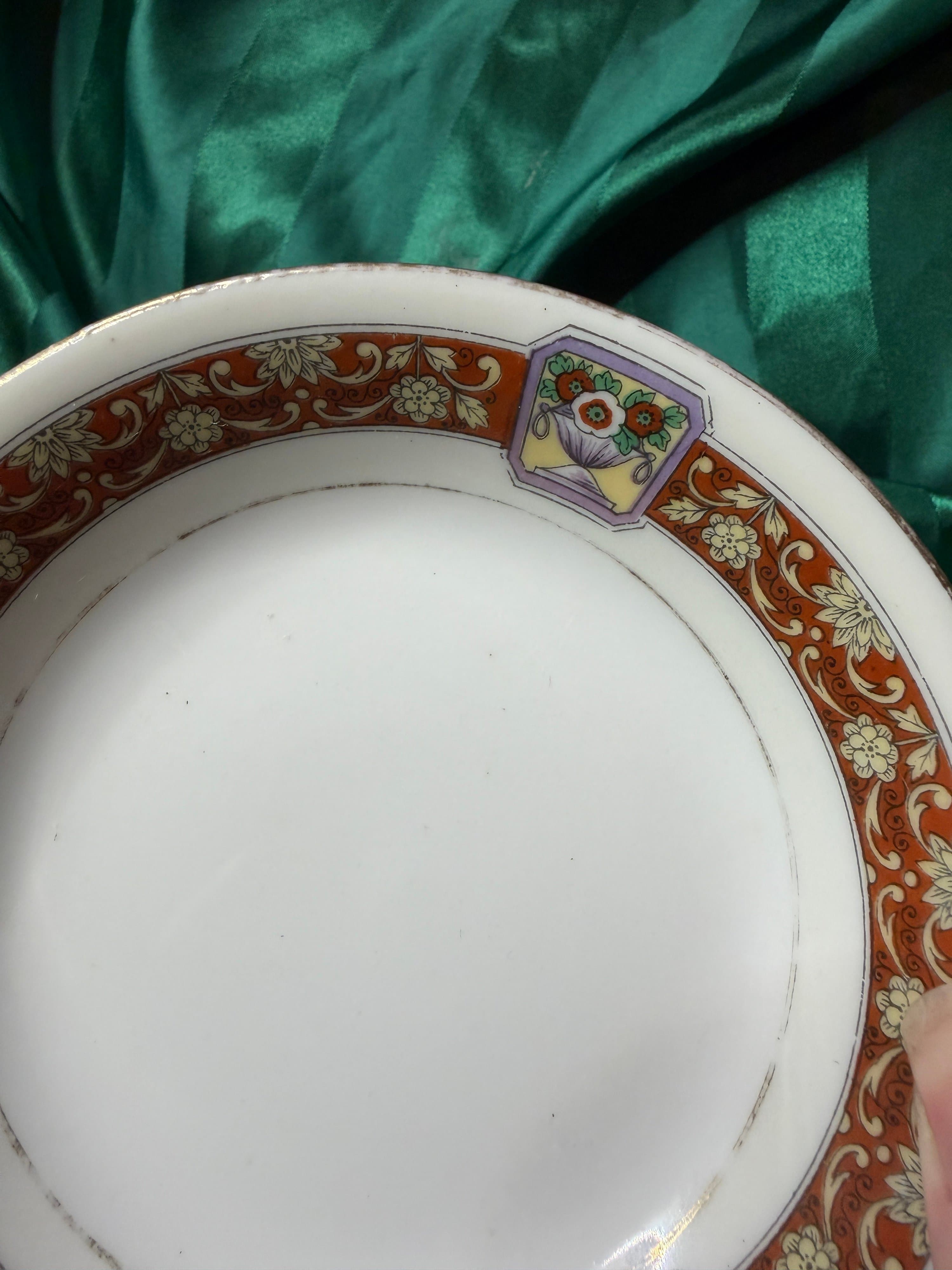 Pair Antique 1891 Limoges Lanternier Red Bowls Movie Prop Provenance NOLA