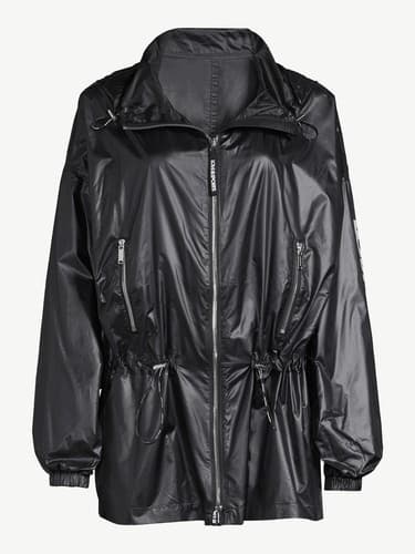 Love & Sports Women's Long Anorak Full Zip Jacket Black Small Medium Large - Thumbnail 7