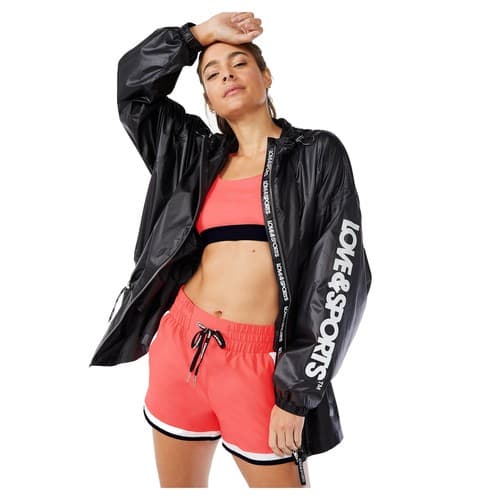 Love & Sports Women's Long Anorak Full Zip Jacket Black Small Medium Large - Thumbnail 2