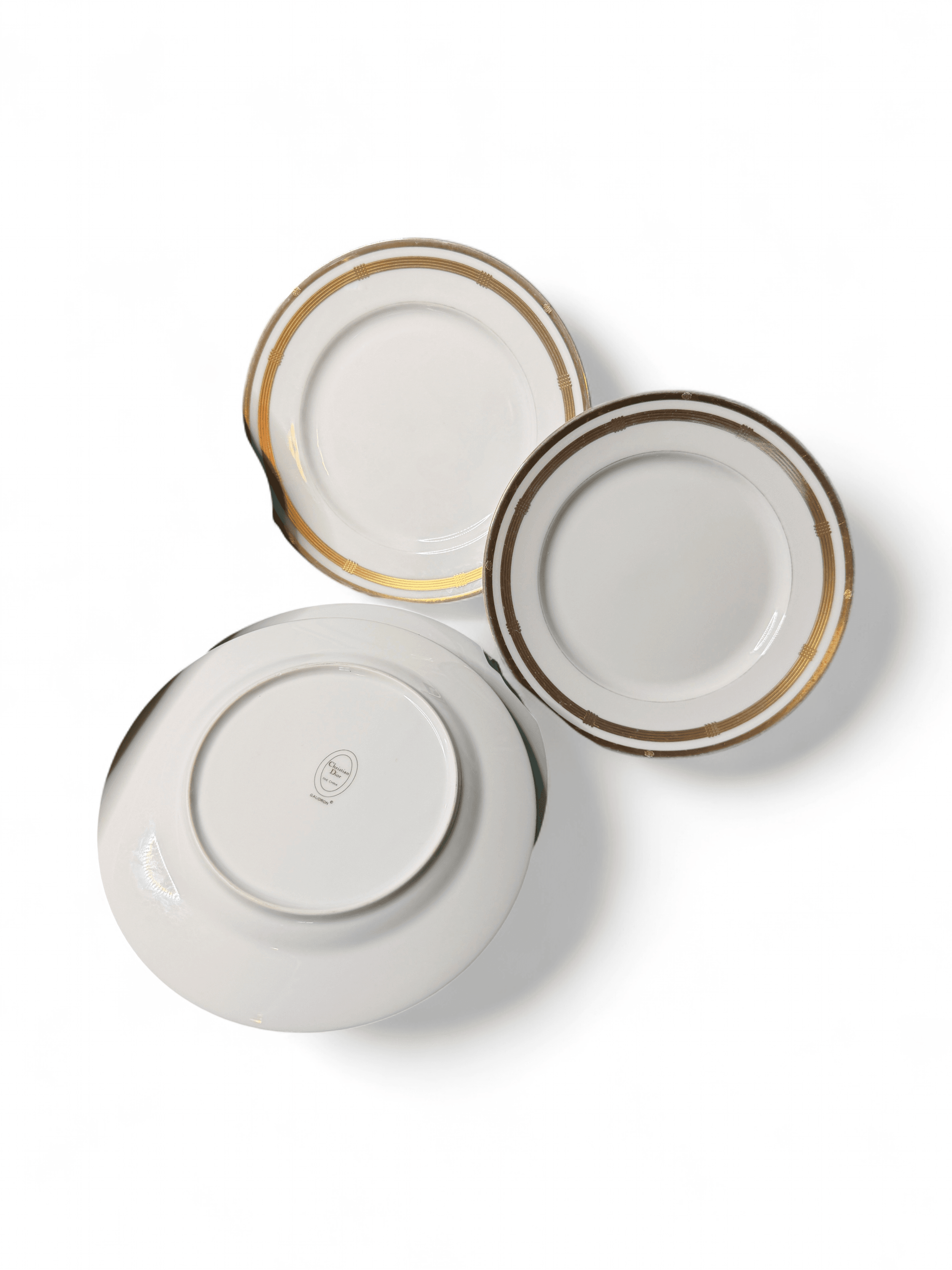 Vintage Christian Dior Gaudron White & 22K Gold Porcelain Salad Plates, Set of 4 - Thumbnail 5