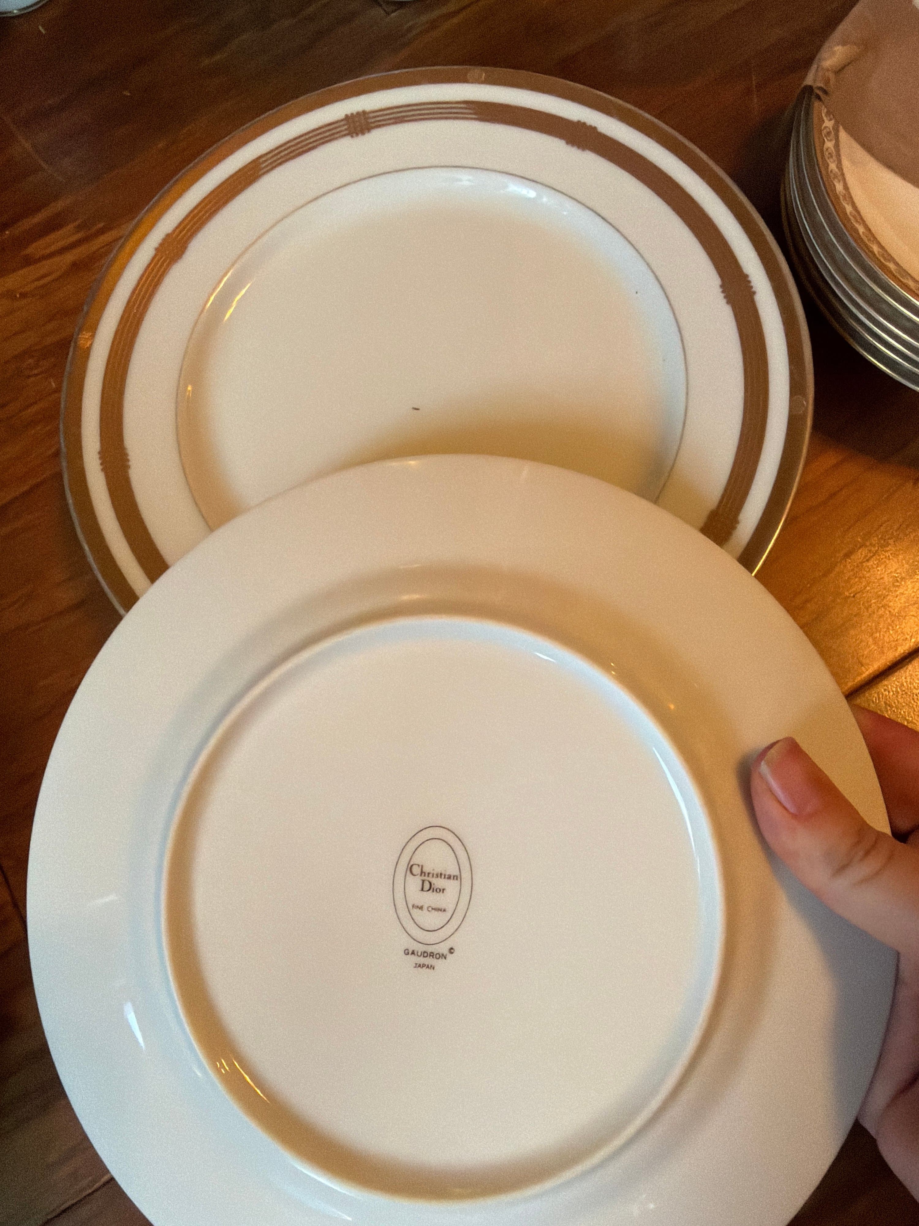 Vintage Christian Dior Gaudron White & 22K Gold Porcelain Salad Plates, Set of 4 - Thumbnail 7