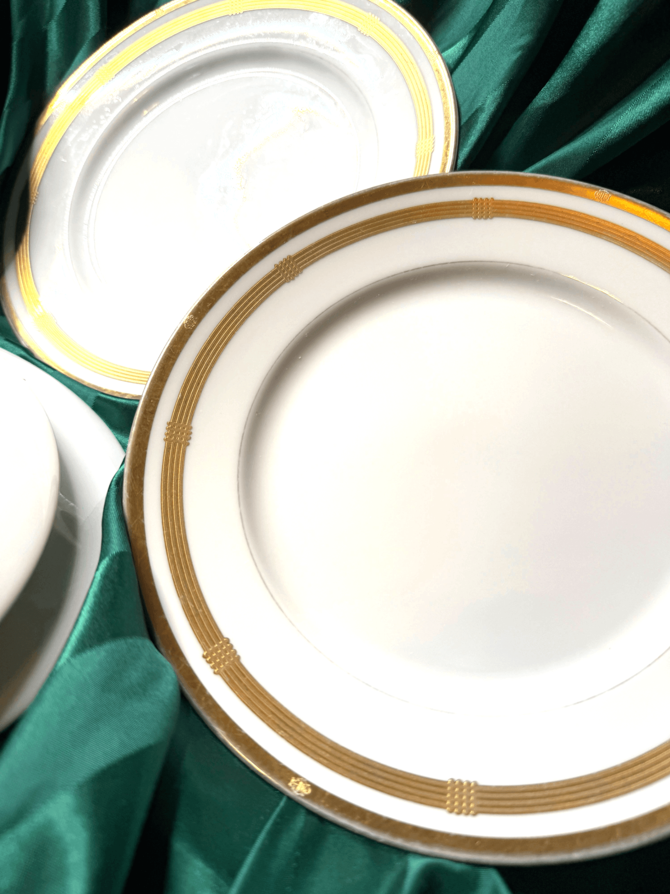 Vintage Christian Dior Gaudron White & 22K Gold Porcelain Salad Plates, Set of 4