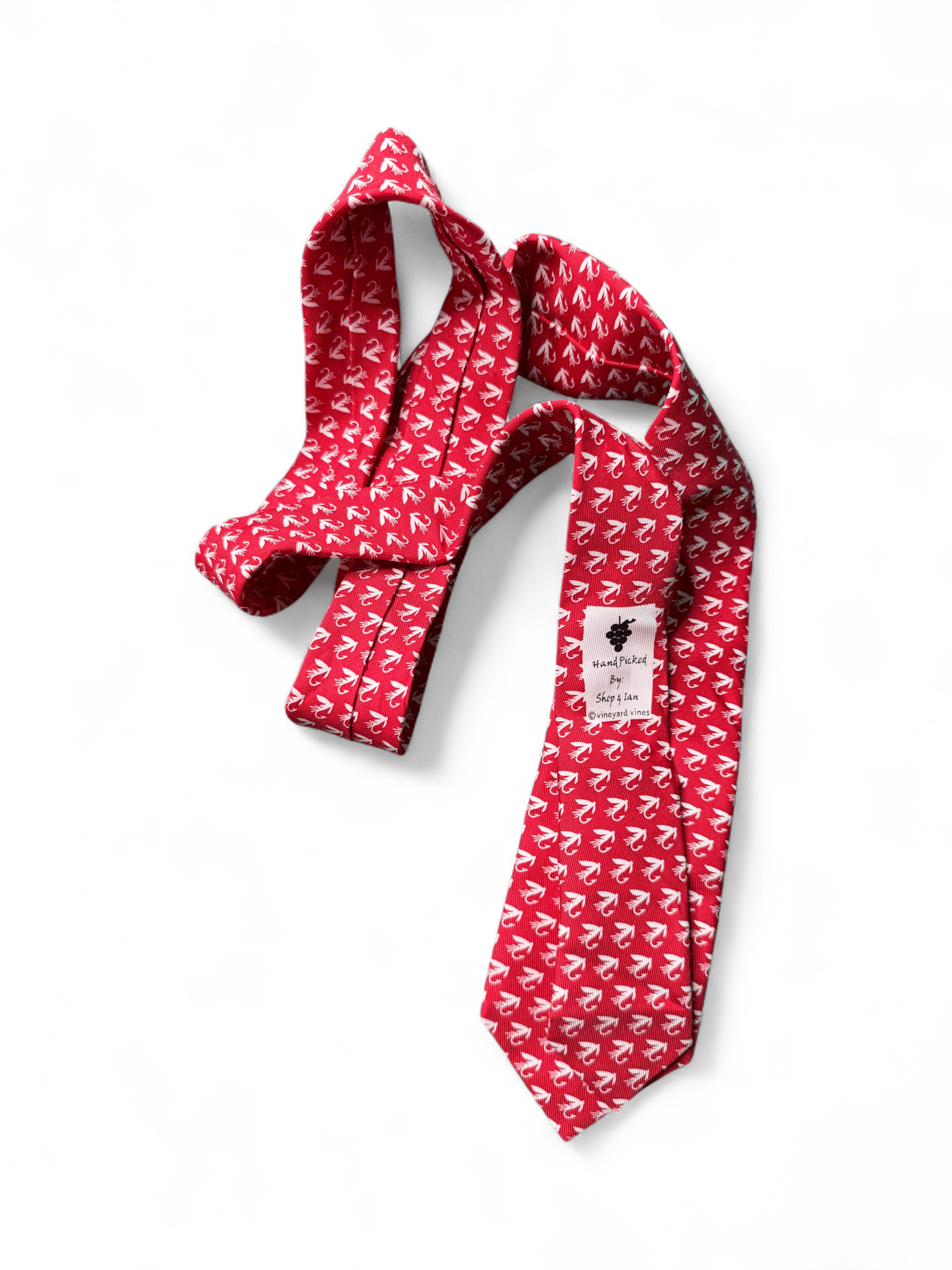 Pair Rare Vineyard Vines Custom Silk Swan Ties Shep & Ian Red Periwinkle Blue - Thumbnail 4