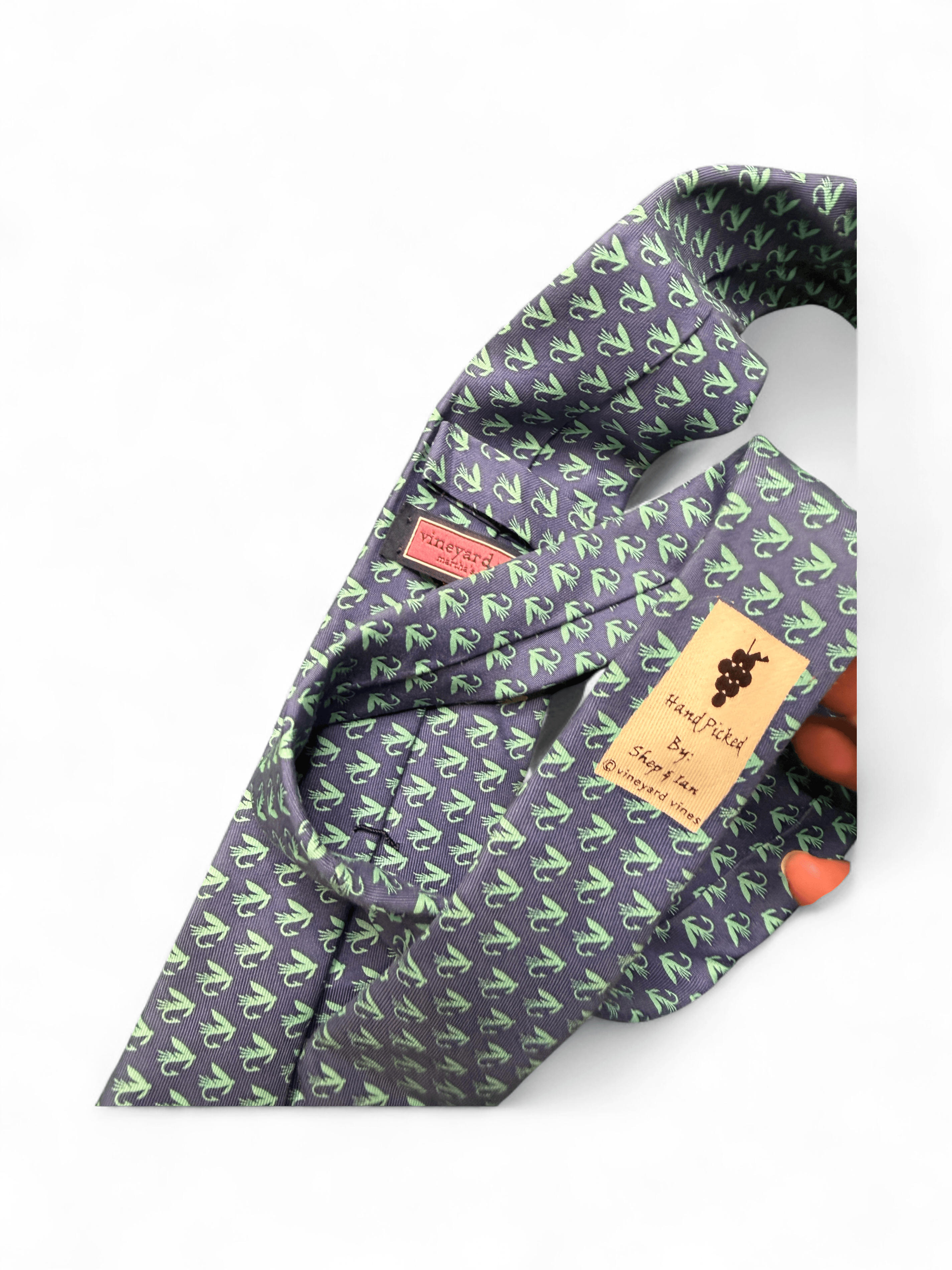 Pair Rare Vineyard Vines Custom Silk Swan Ties Shep & Ian Red Periwinkle Blue - Thumbnail 7