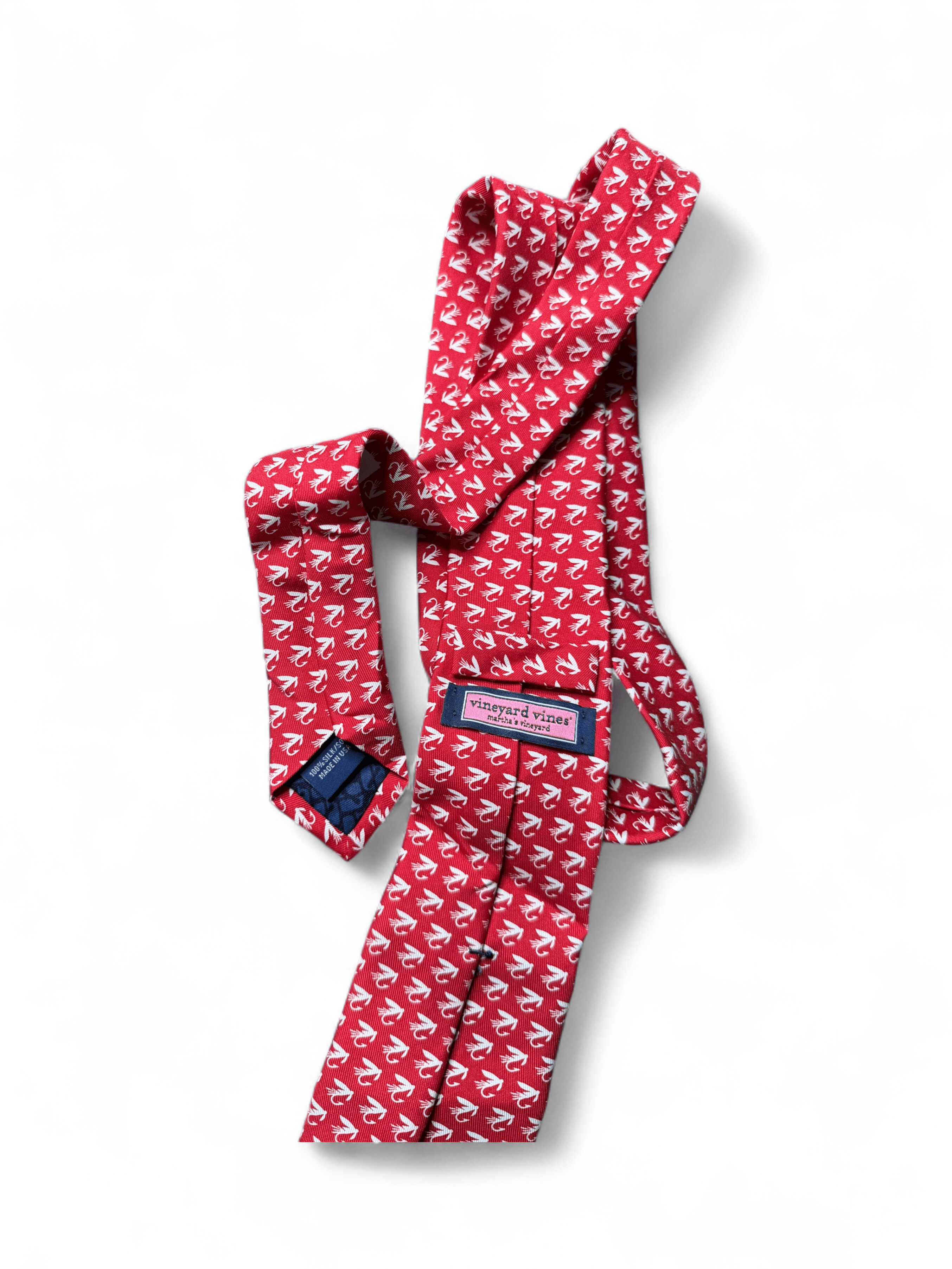 Pair Rare Vineyard Vines Custom Silk Swan Ties Shep & Ian Red Periwinkle Blue - Thumbnail 8