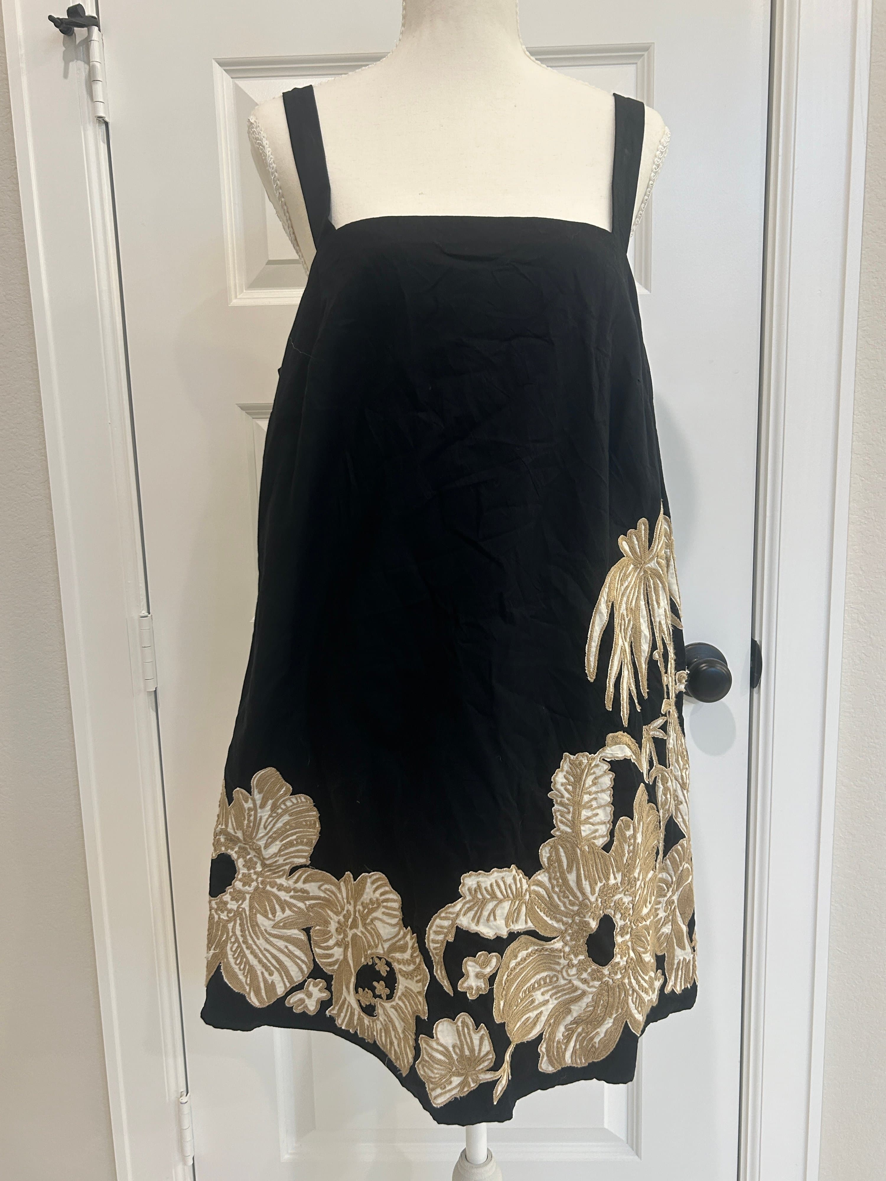 Black Floral Embroidered Sleeveless Dress - Thumbnail 2