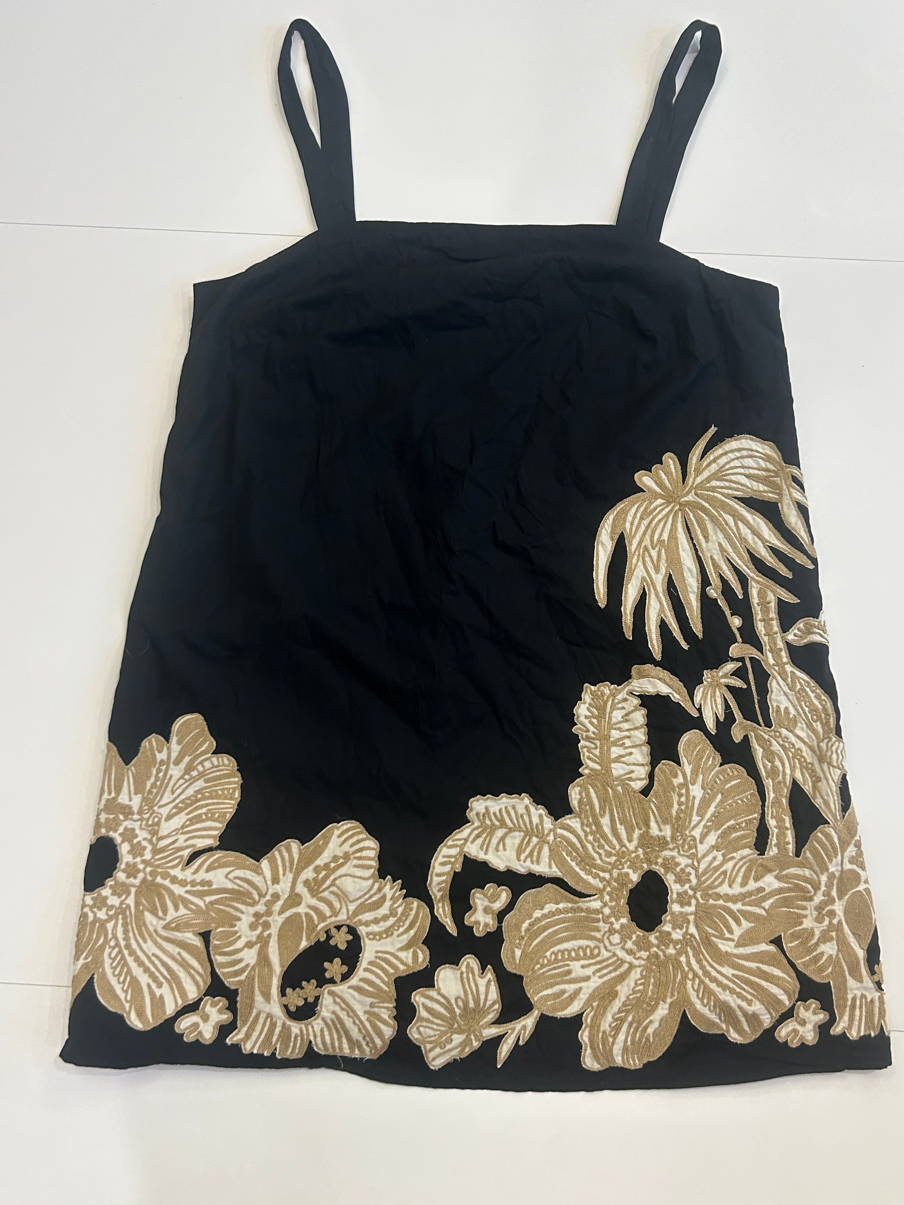 Black Floral Embroidered Sleeveless Dress - Thumbnail 5